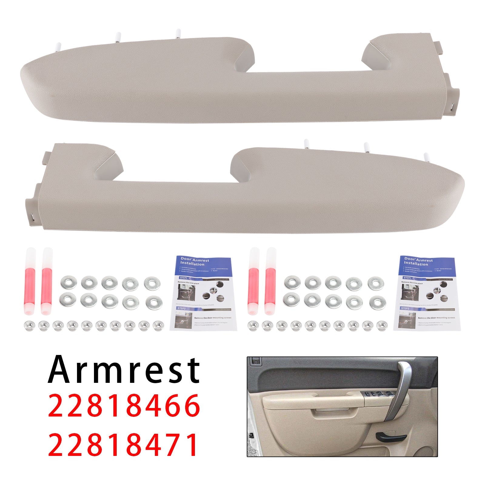 2010-2014 For Chevrolet Silverado 3500 HD Front Armrest Repair Kit Gray 22818466