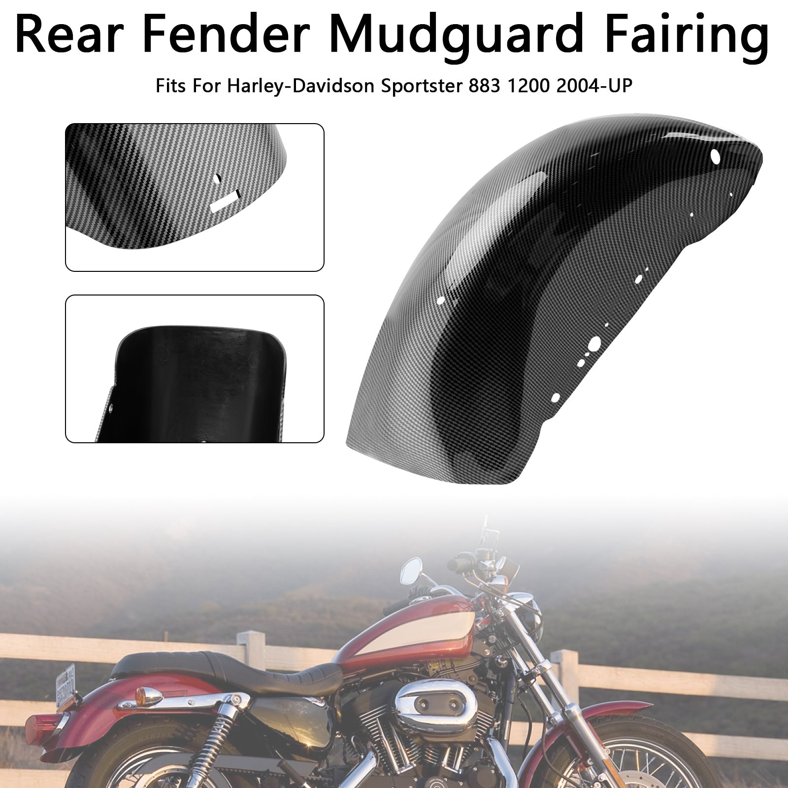 Rear Fender Mudguard Fairing For Sportster 883 1200 2004-UP