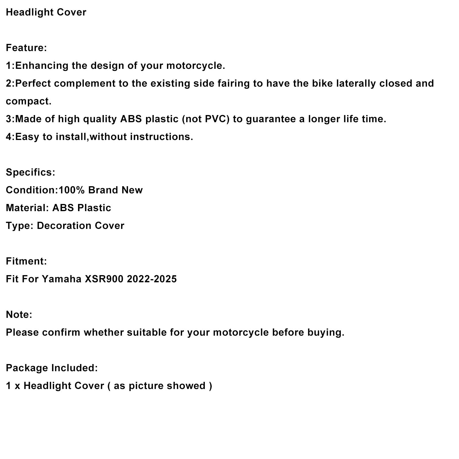 2022-2025 Yamaha XSR900 Front Nose Headlight Cover Fairing