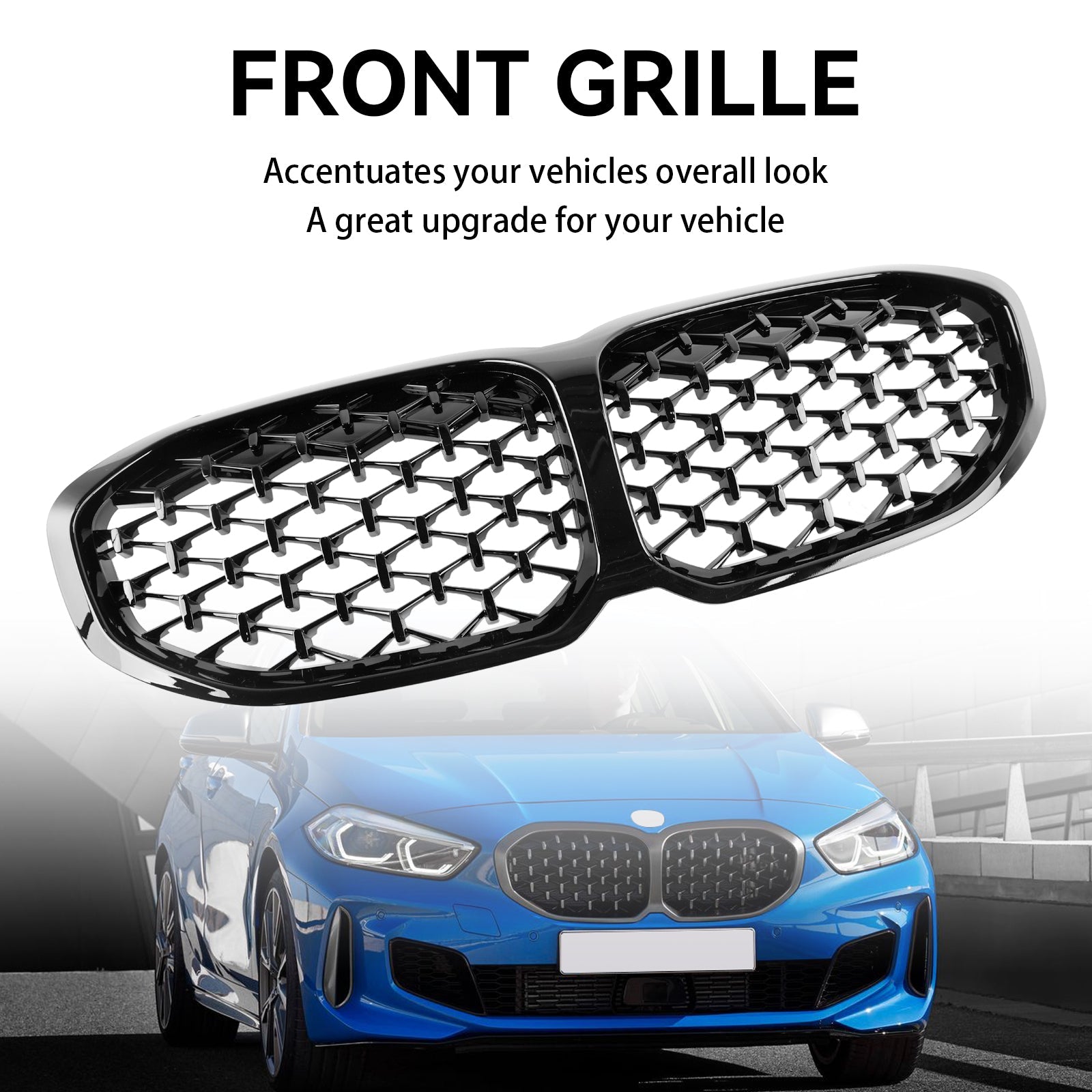 BMW 1 Series F40 2019-2024 Gloss Black Diamond Front Kidney Grill Grille