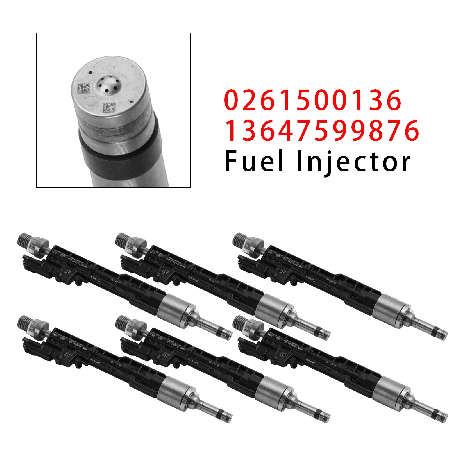 6Pcs Fuel Injector For BMW F10 M5 F06 F07 F12 F13 F15 X5 0261500136 13647599876