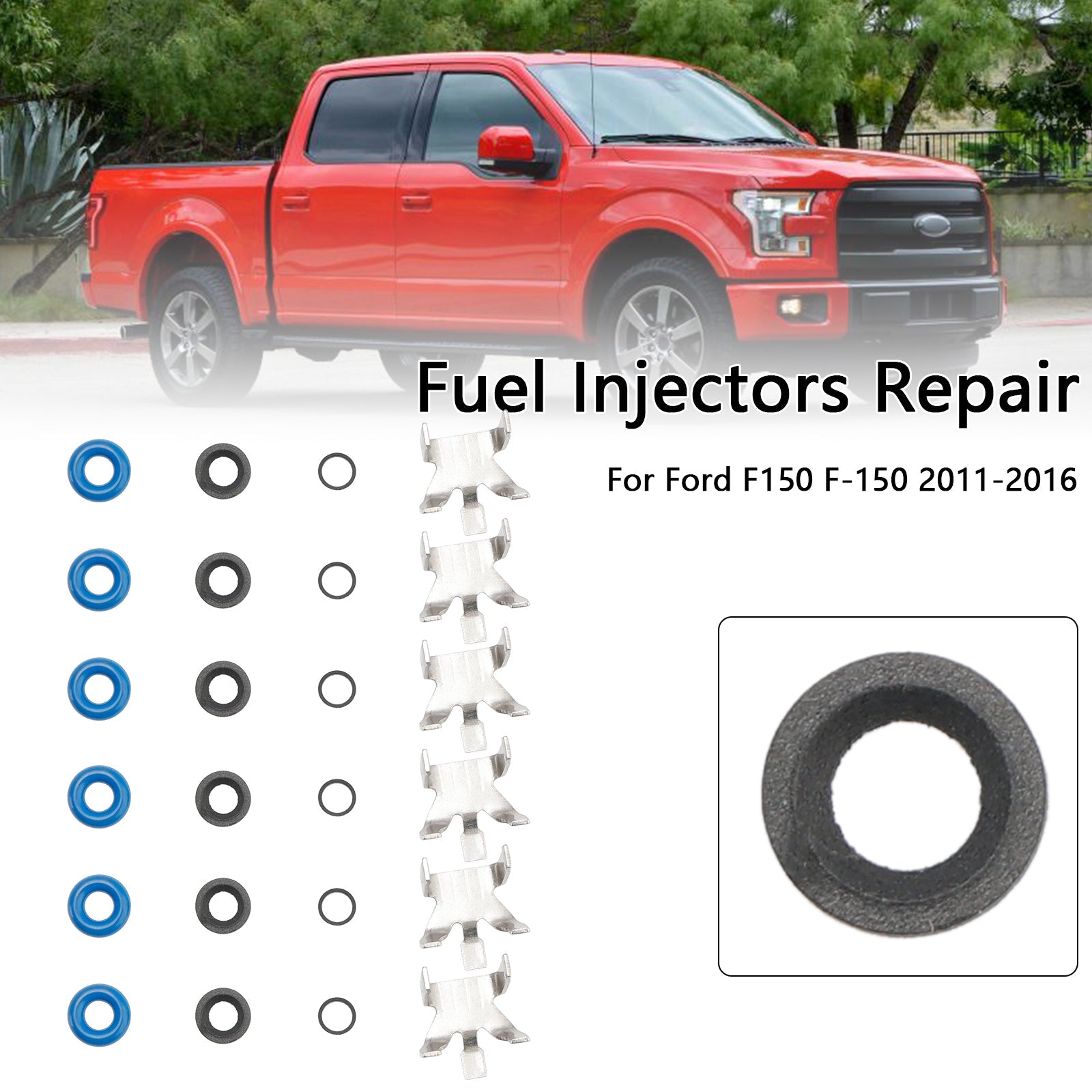 6PCS Fuel Injector Repair Seal Kit fit Ford F150 3.5L Turbo EcoBoost 2011-2016
