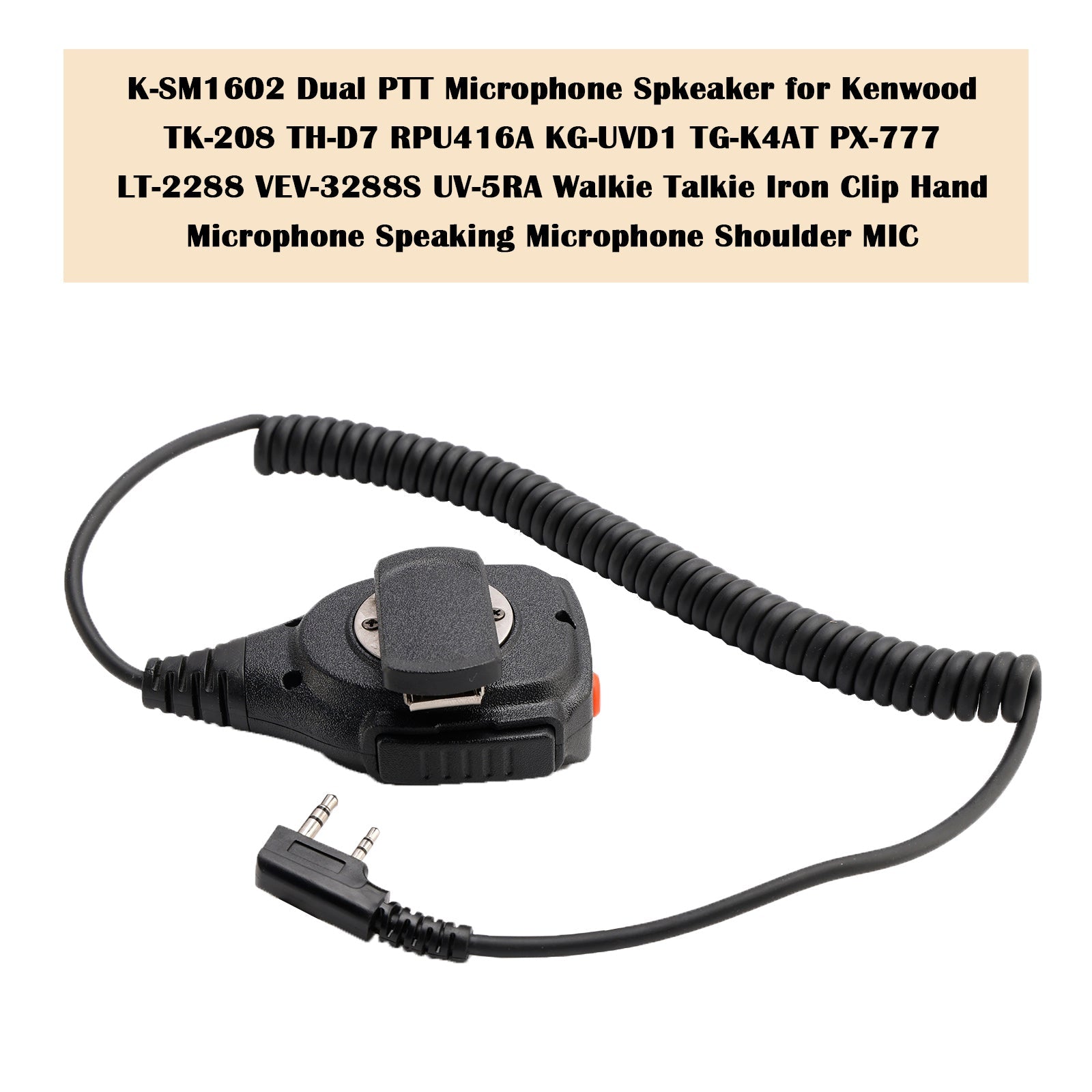 K-SM1602 Dual PTT Microphone Speaker For TK-220 TH-F6 RPV516A KG-UVD1P PX-666