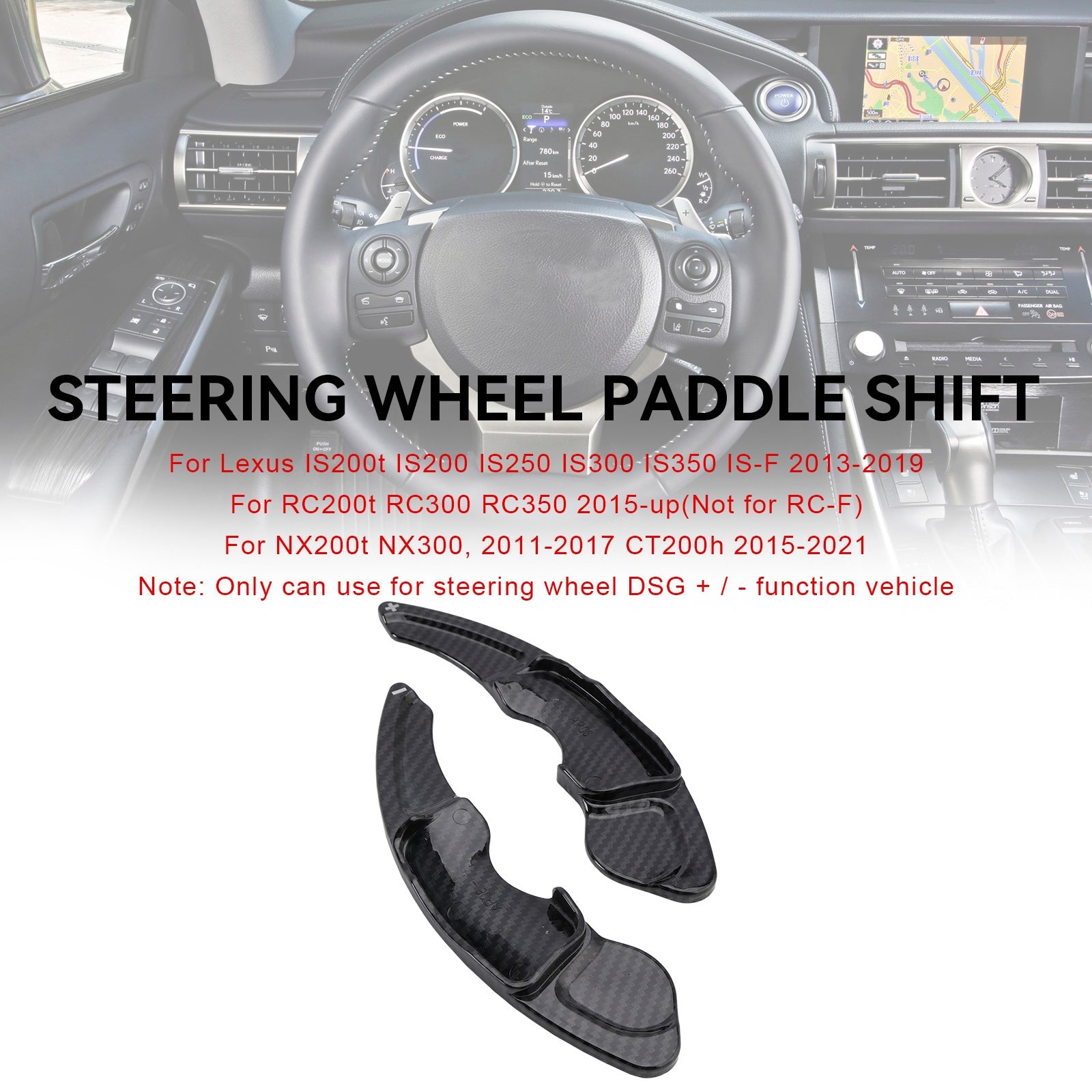 Carbon Look Steering Wheel Paddle Shifter Extension Covers Fit Lexus IS RC NX