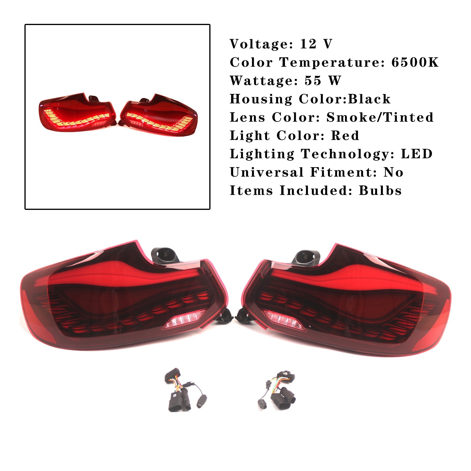 2014-2021 BMW M2 M238i, M240i L&R Red LED Tail Lights Rear Lamp Assembly 63219491591