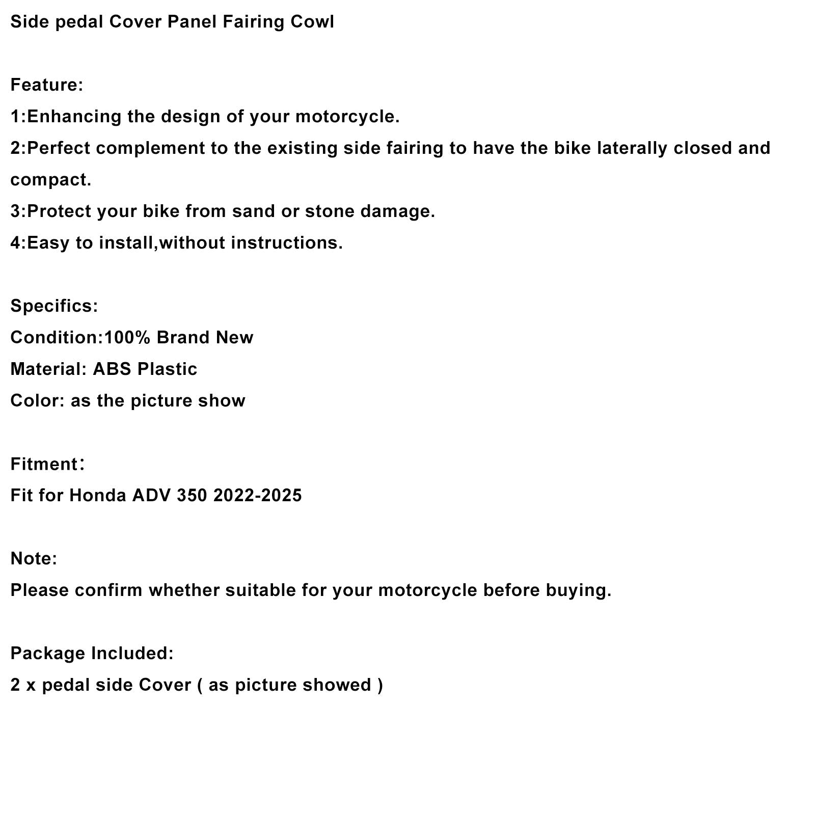 2022-2025 Honda ADV 350 Side pedal Cover Panel Fairing Cowl