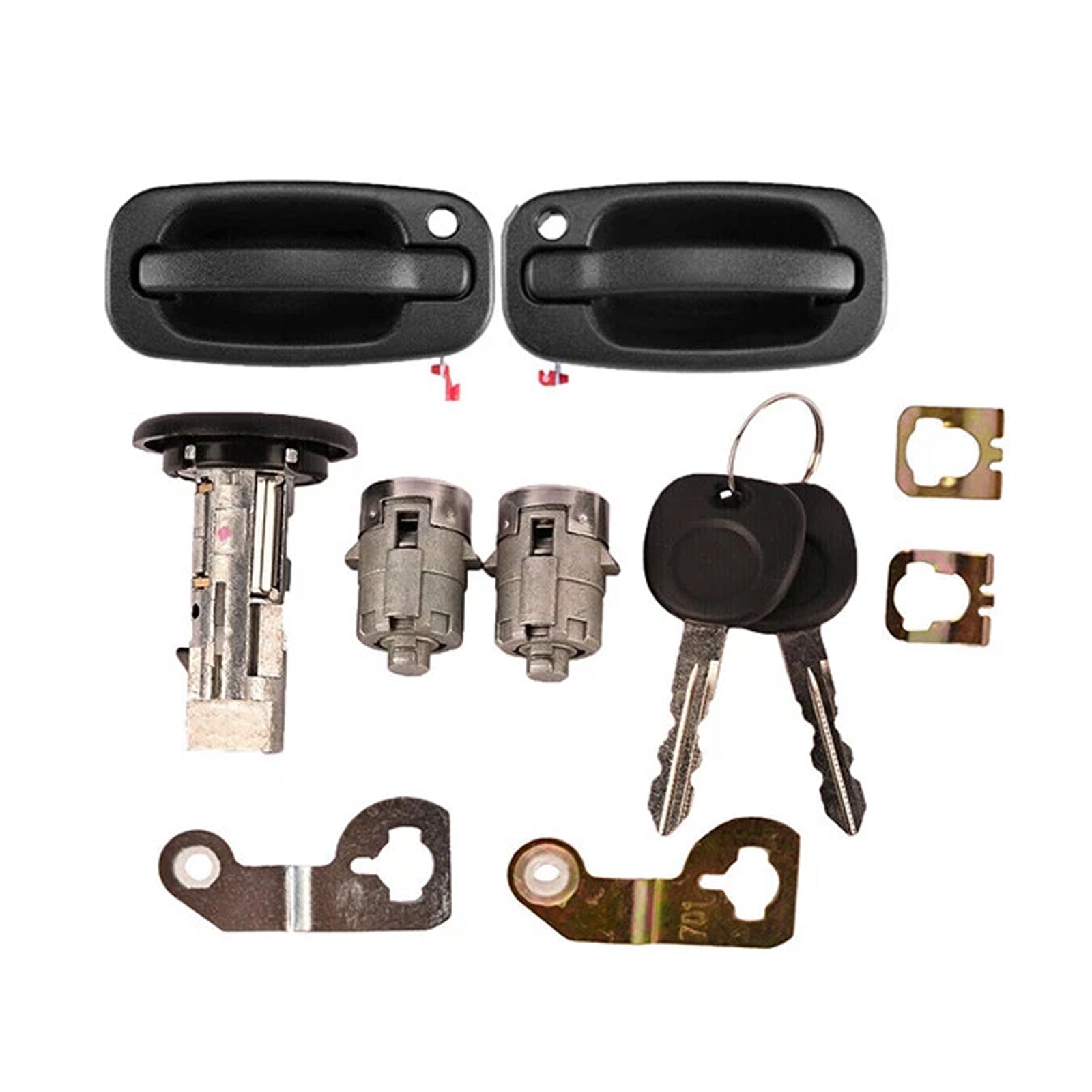 Exterior Door Handle & 2 Door Lock Set & 2 SAME KEYS For GM Chevy 2001-2006