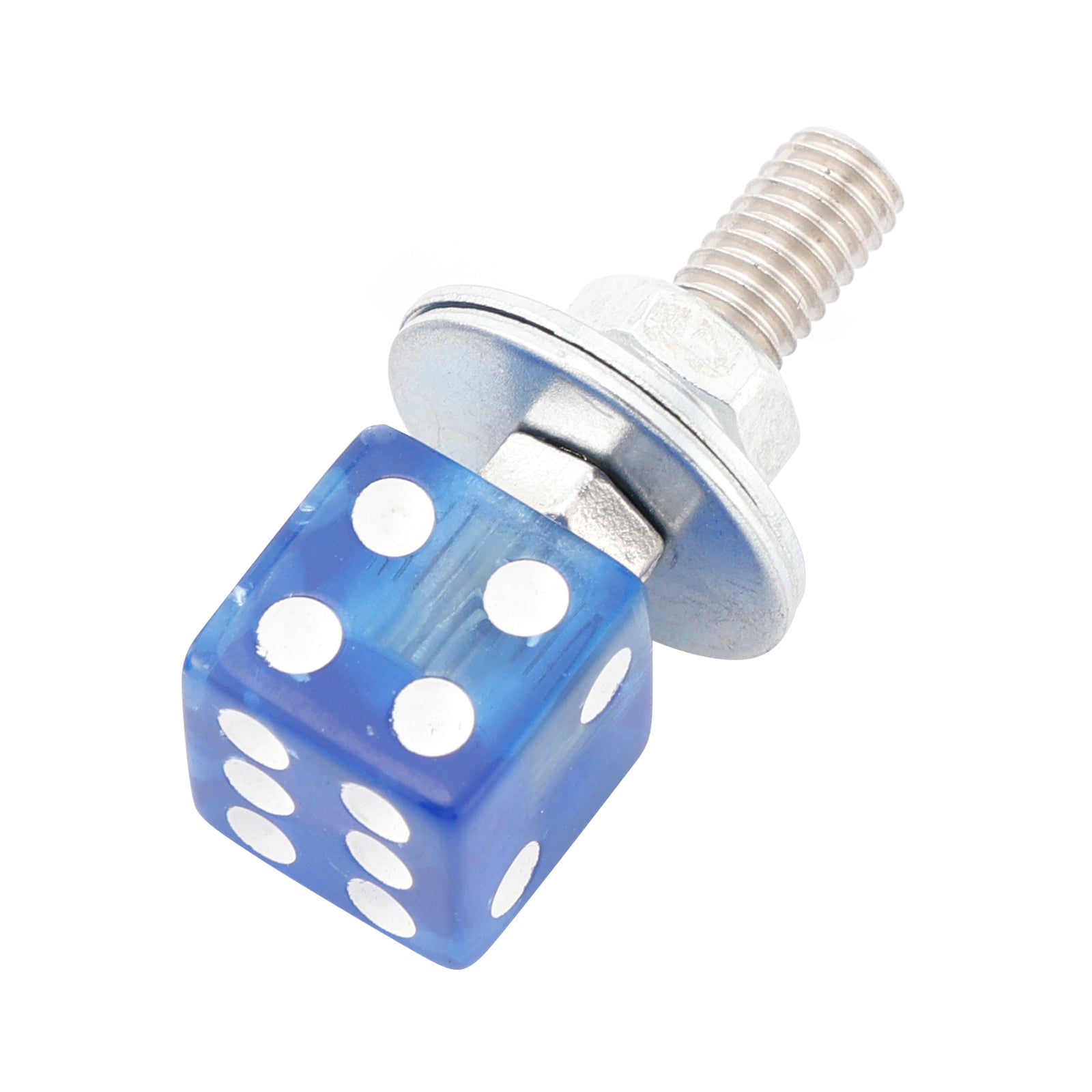 2x Custom DICE License Plate Bolt Screw Blue Plastic Motorcycle Chopper Bobber