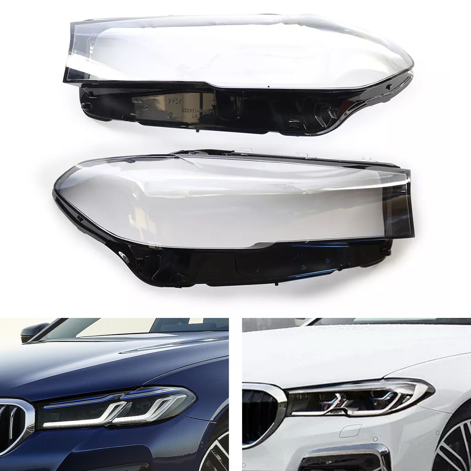 2020-2022 BMW 5 SERIES G30 G38 2PCS Headlight Headlamp Lens Cover Shell 63118084383