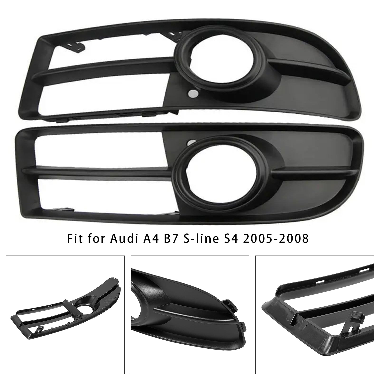 2005-2008 Audi A4 B7 S-Line S4 1 Pair Front Bumper Fog Light Grill Cover Bezel 8E0807681F