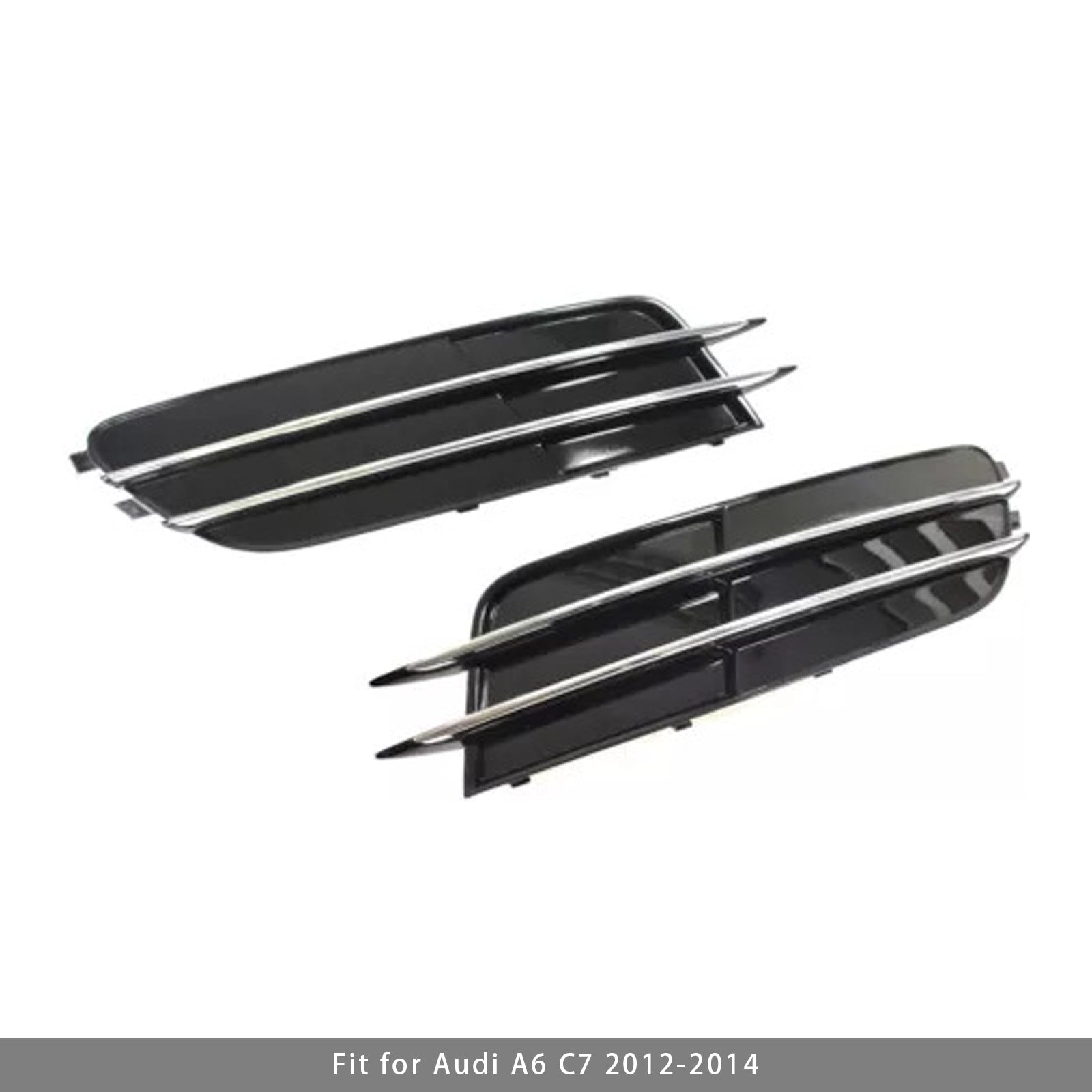 1 Pair Front Bumper Fog Light Grill Cover Bezel For Audi A6 C7 2011-2014