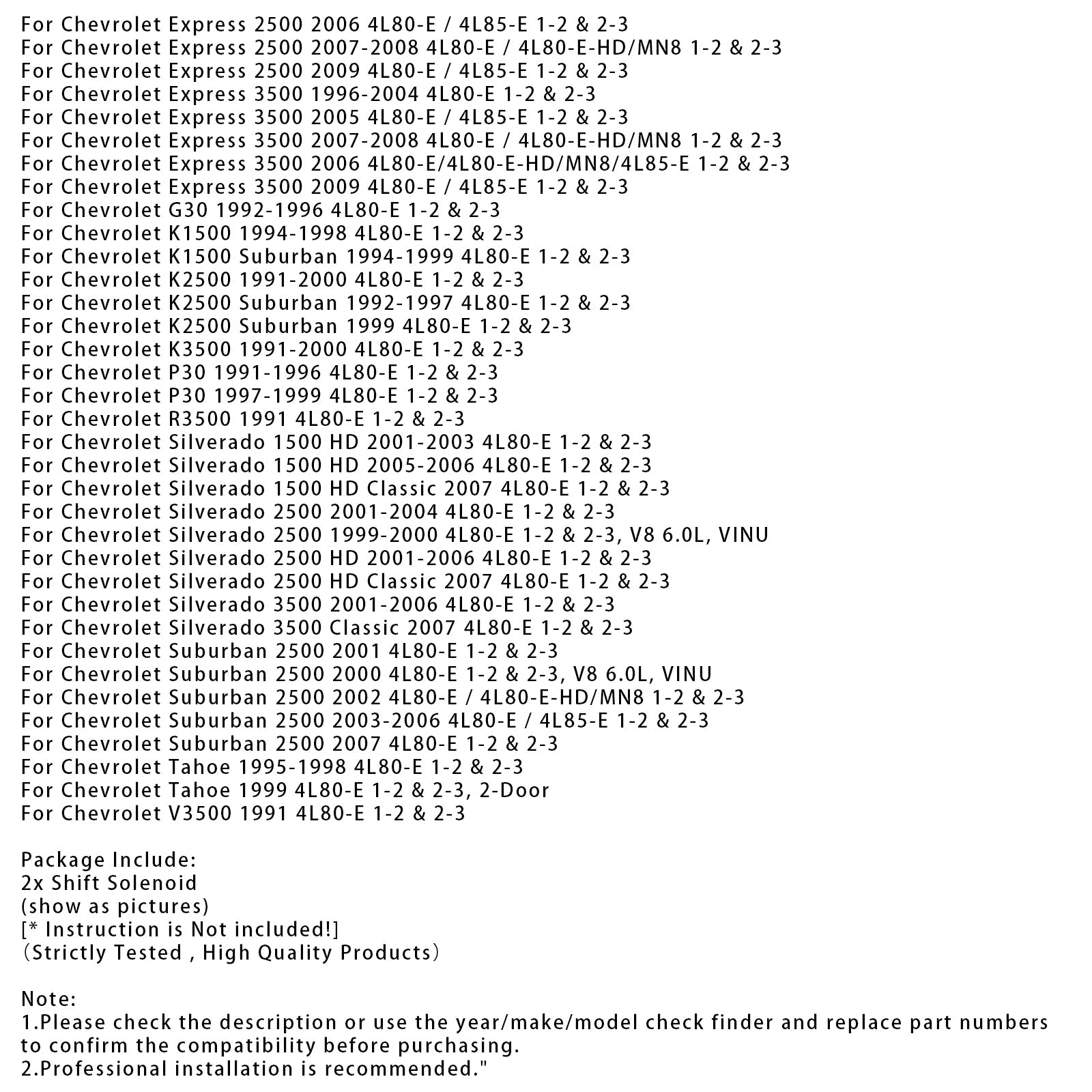 1-2 & 2-3 Shift Solenoid 24230289 24230288 For Chevrolet Silverado 3500
