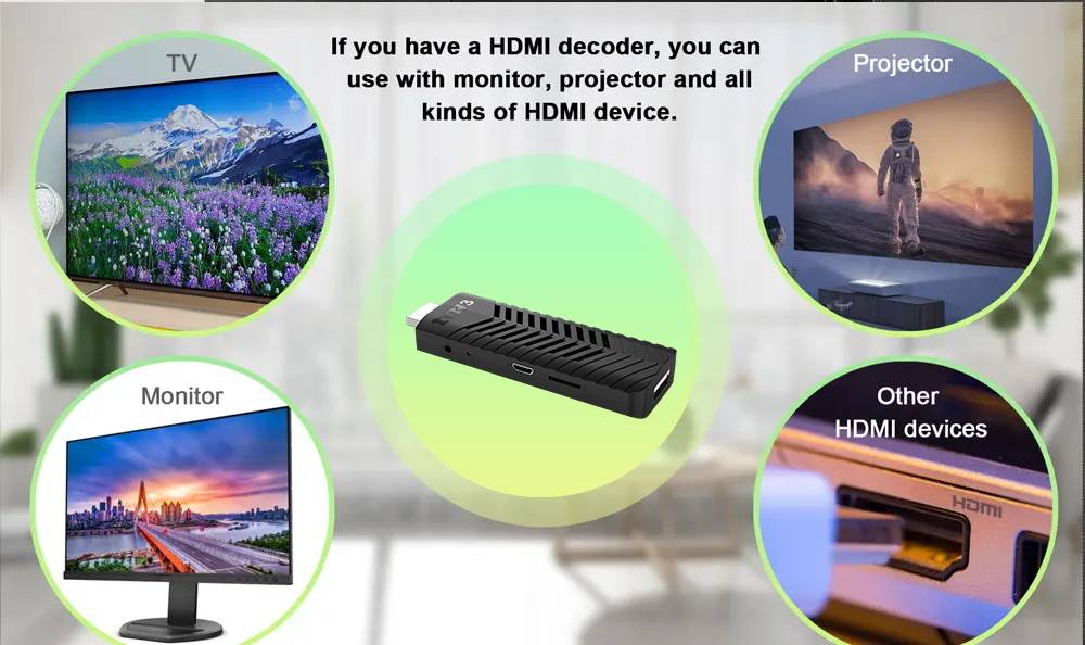 TVR3-S TV Stick Android 14 1GB 8GB Dongle Set-Top Box 4K Player Protable TV BOX