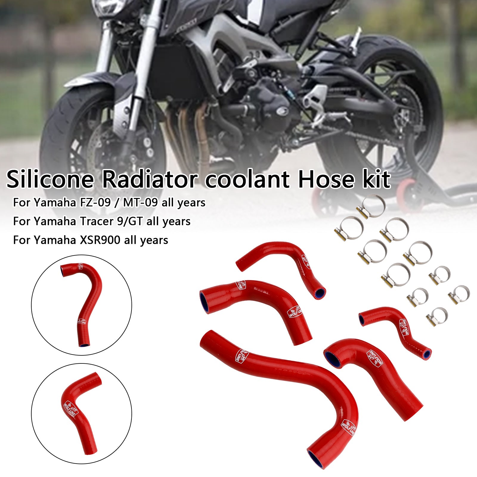 Silicone Radiator coolant Hose For Yamaha MT-09 XSR900 Tracer 9/GT all years