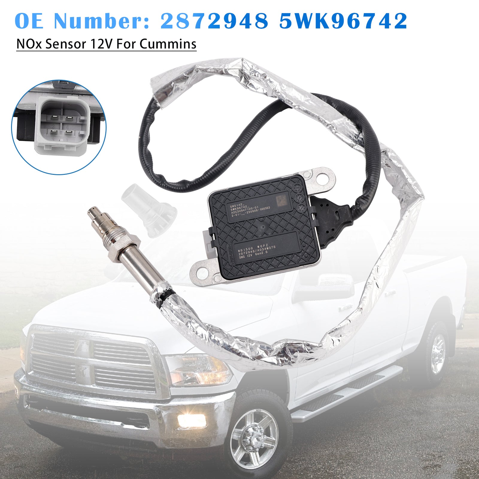 2013-2015 Dodge Ram 3500 Nitrogen Oxide NOx Sensor 12V 2872948