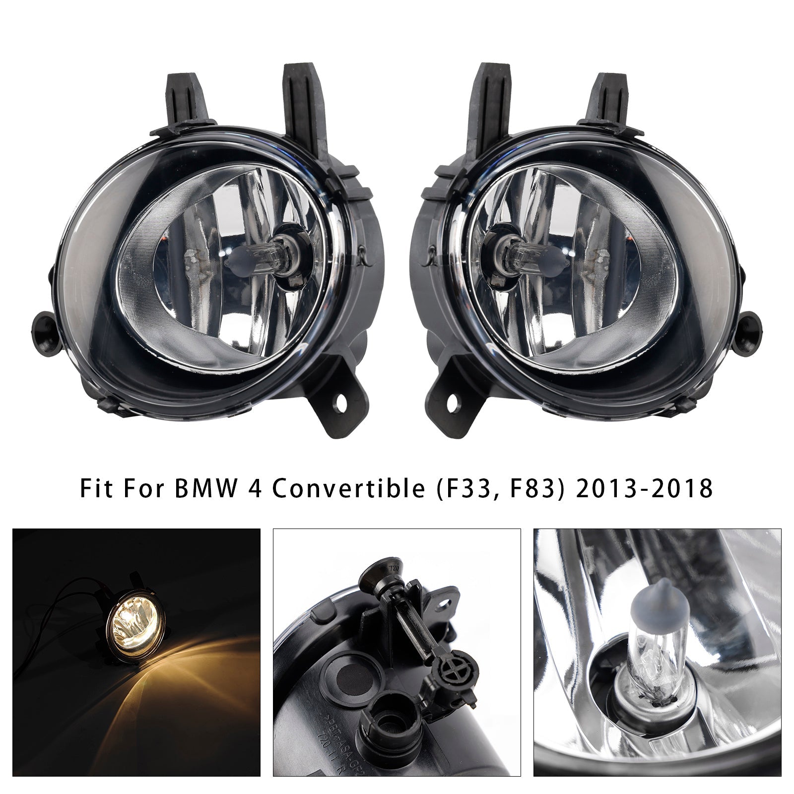 Pair Front Fog Light With Bulbs For BMW F20 F21 F30 F31 F80 2011-2019