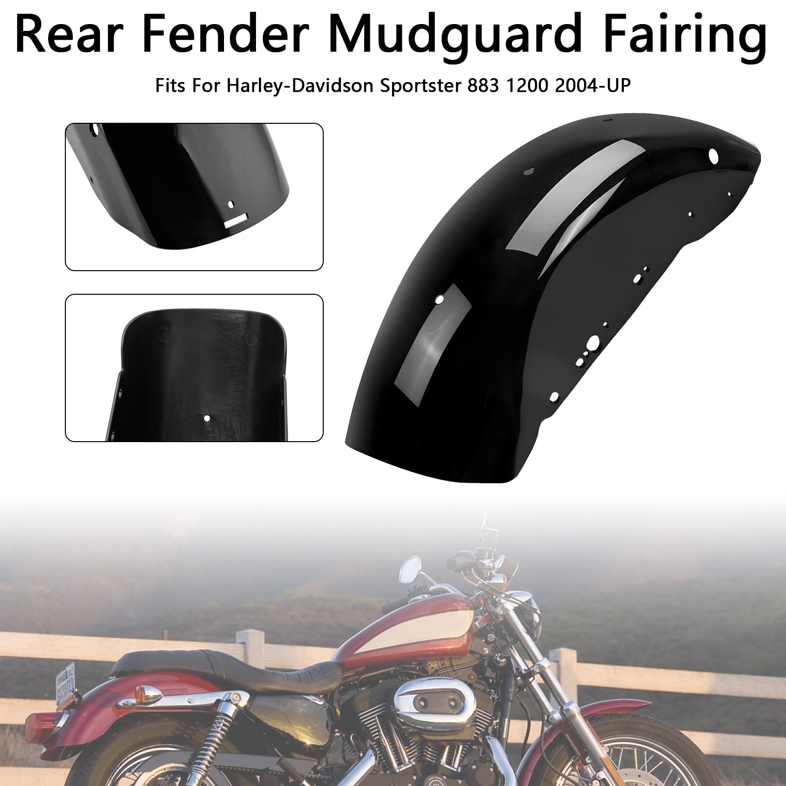 Rear Fender Mudguard Fairing For Sportster 883 1200 2004-UP