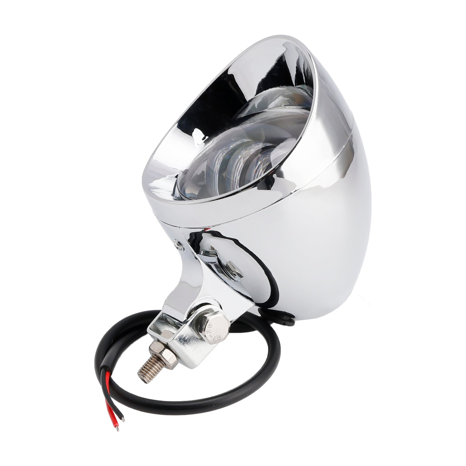 Motorcycle Beam Headlight Fog Lamp Custom Chrome Fits For Racer Bobber Chopper