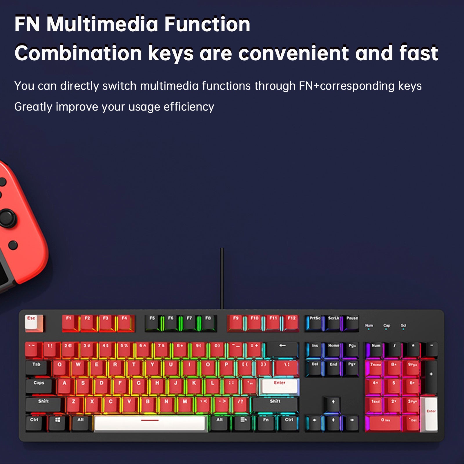 104Key Wired Mechanical Linear Switch Gaming Keyboard With Blue Switch RGB Light