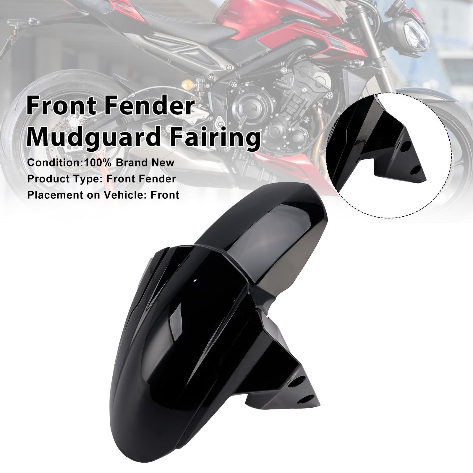 2020-2025 Street Triple 765 R RS Front Fender Mudguard Fairing Gloss Black