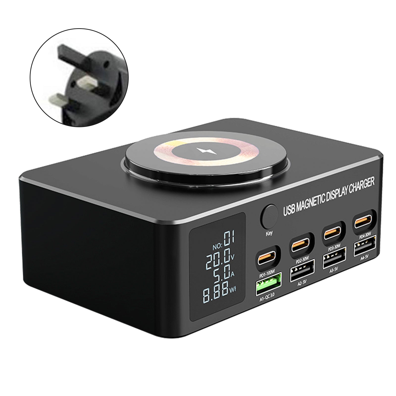 140W Fast Charging Charger Intelligent PD100W Notebook Multi-Port USB Charger UK