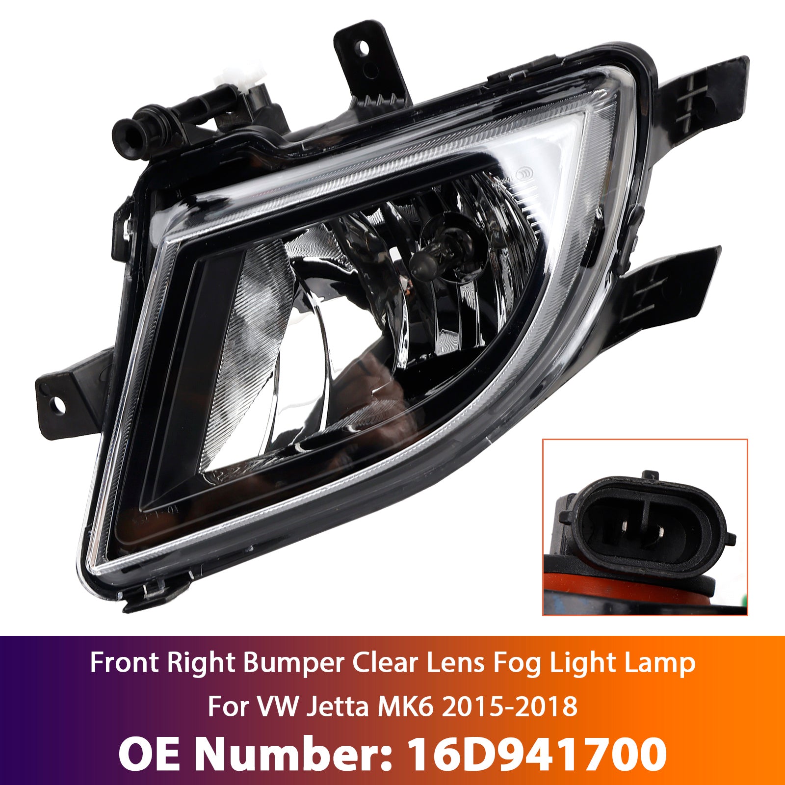 2015-2018 VW Volkswagen Jetta Front Right Bumper Clear Lens Fog Light Lamp