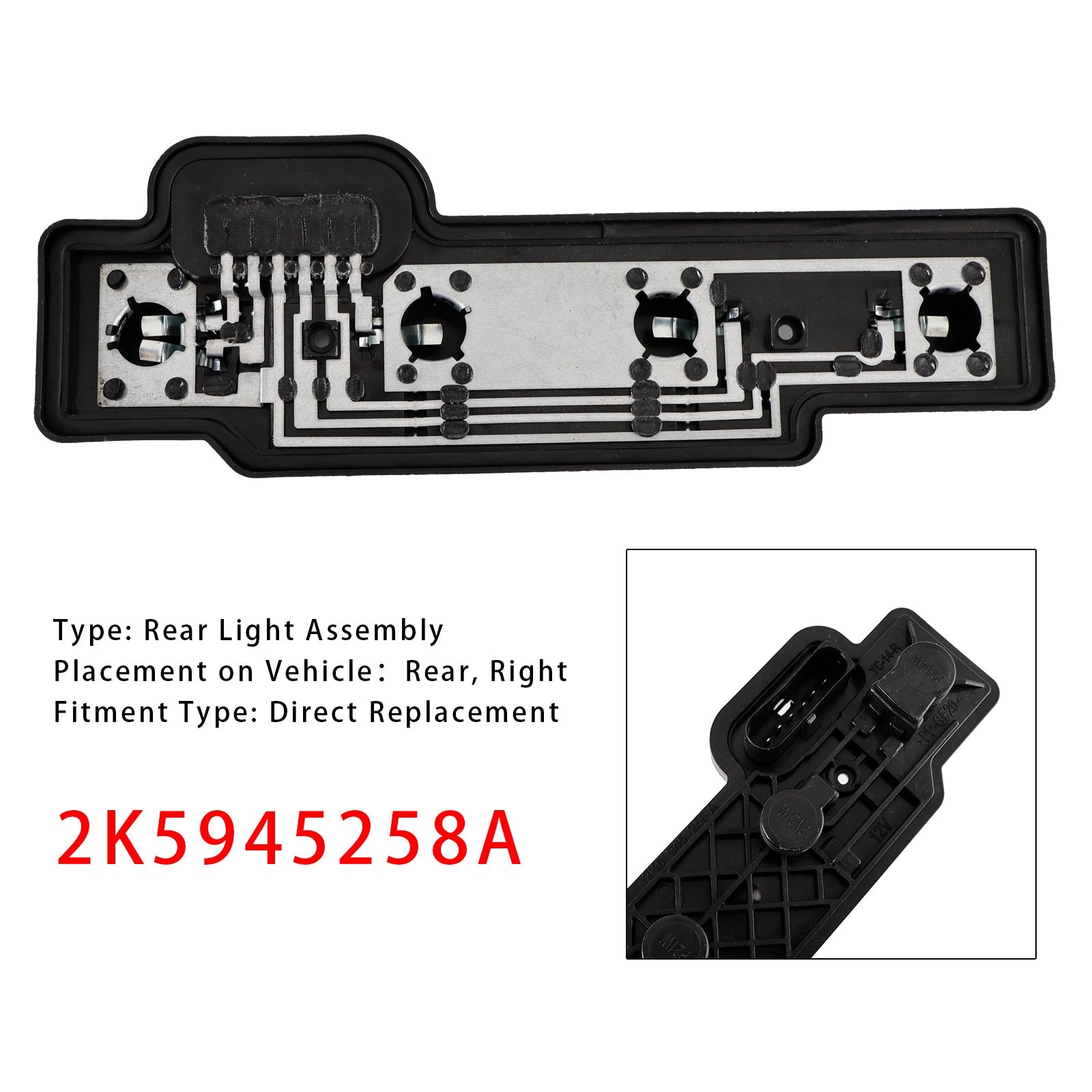 2004-2014 VW Caddy Right Rear Tail Light Bulb Holder Carrier 2K5945258A