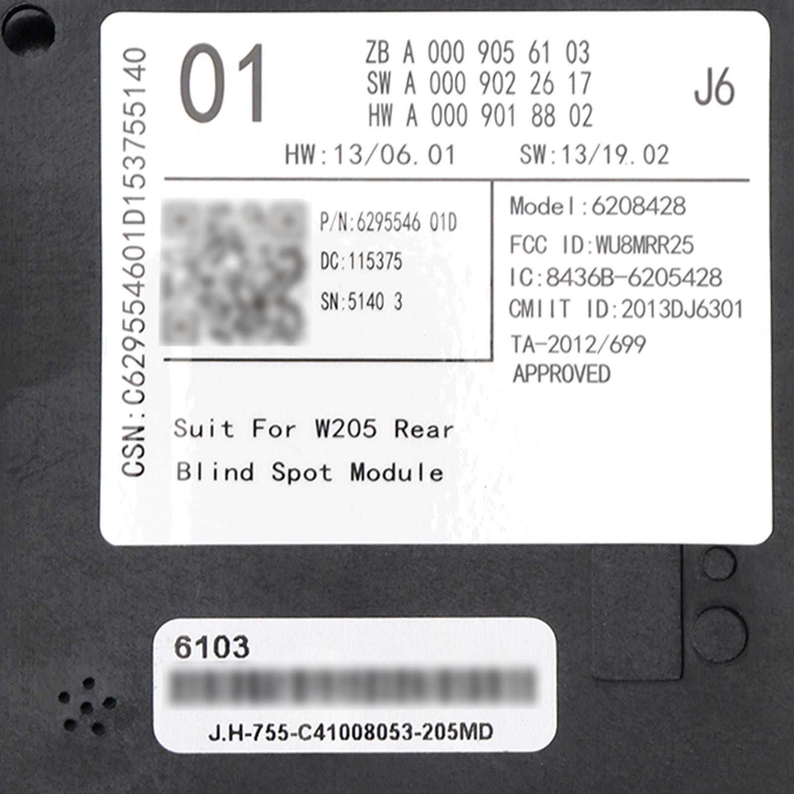 2015-2018 Mercedes C-Class W205 Lane Change Blind Spot Radar A0009056103