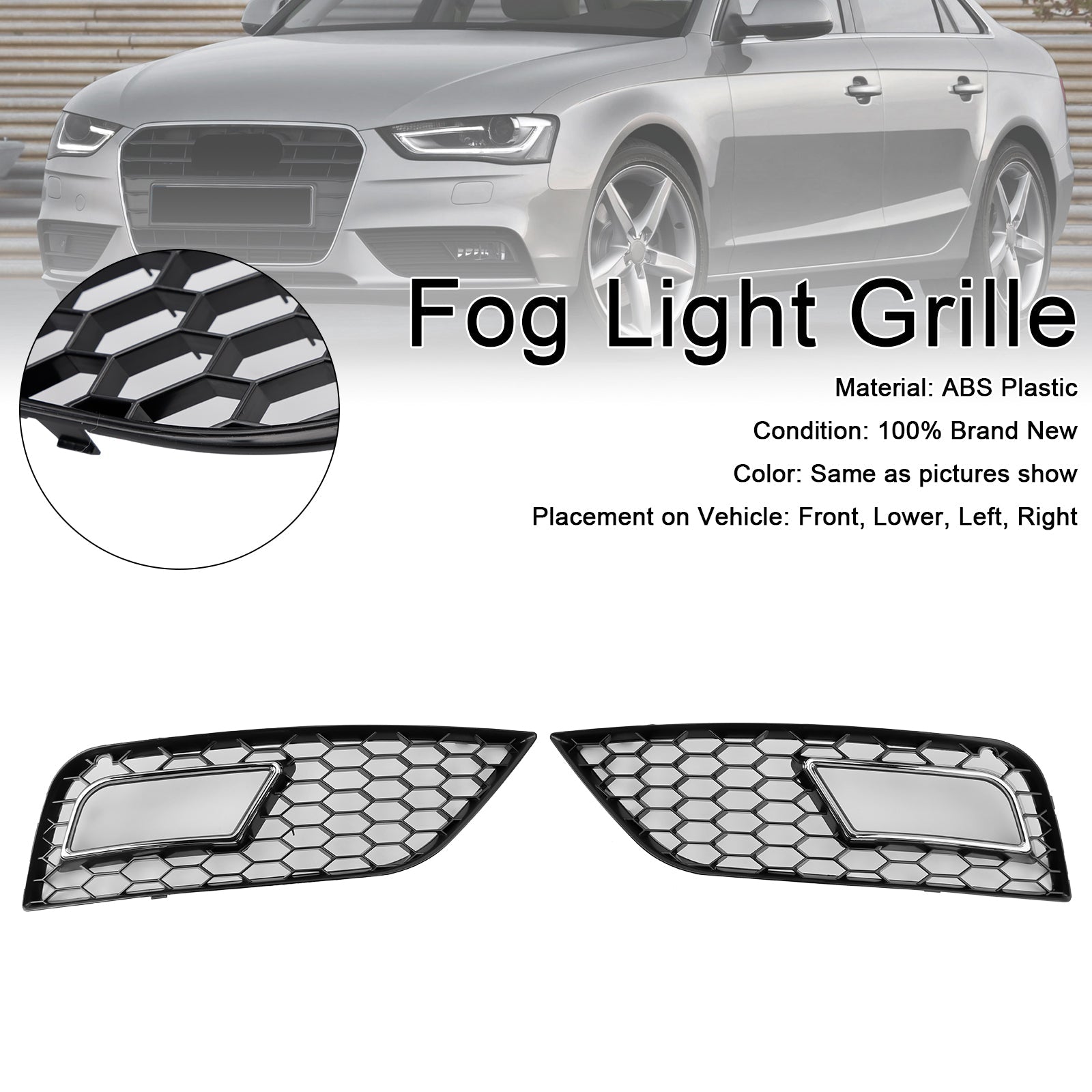 2013-2015 Audi A4 B8.5 Honeycomb Style Fog Light Cover Standard Bumper