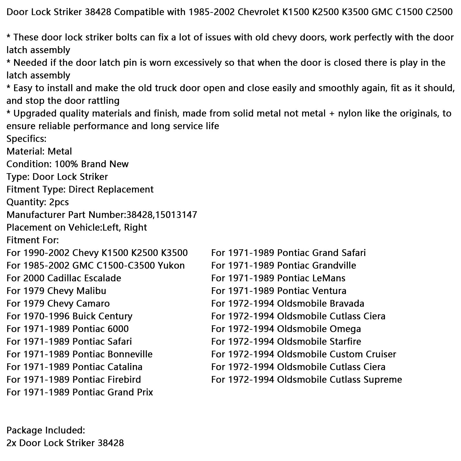 1972-1994 Oldsmobile Bravada Yukon Door Lock Striker 38428 38428,15013147