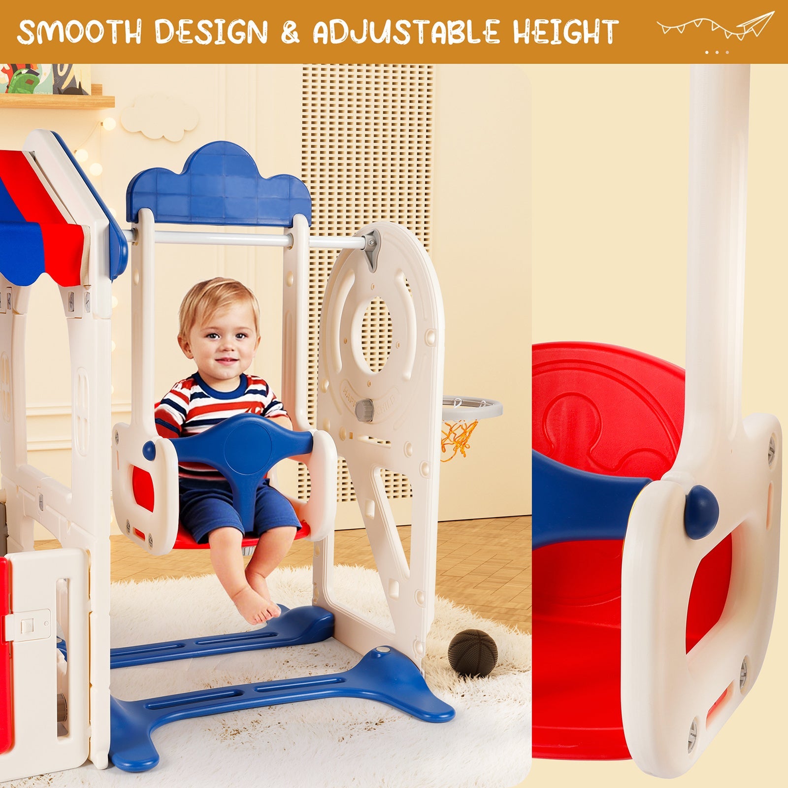 Kid Playset Structure With Slide,Swing And Playhouse Indoor Outdoor Activity