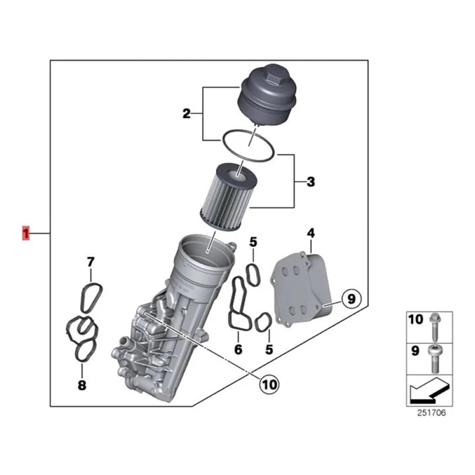 2012/07-2015/02 BMW 1 Series Left Hand Drive F21 Engine Oil Cooler Filter Housing 11417600468