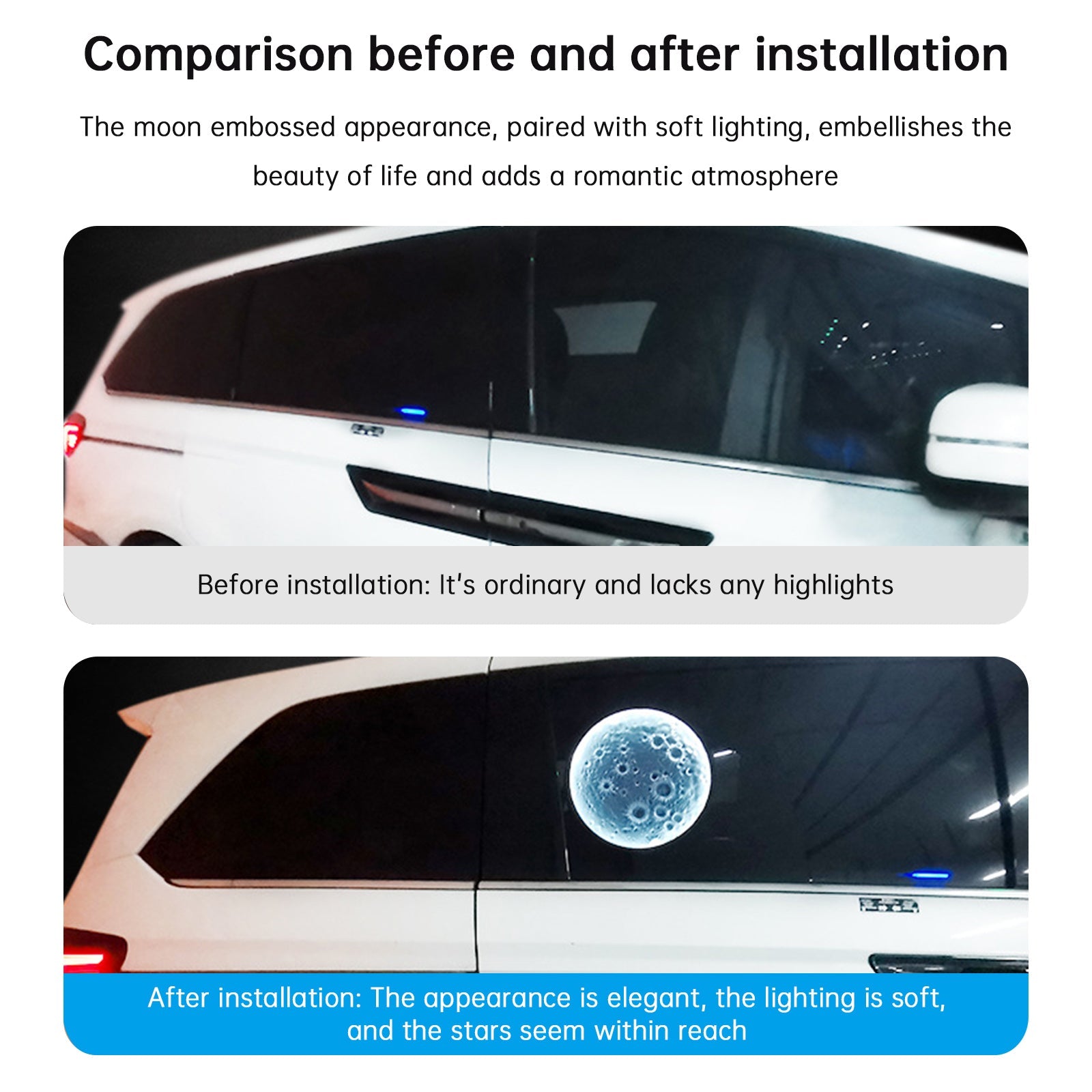 Car Rear Window Lamp Side Lamp Embossed Moon Decorative Lamp