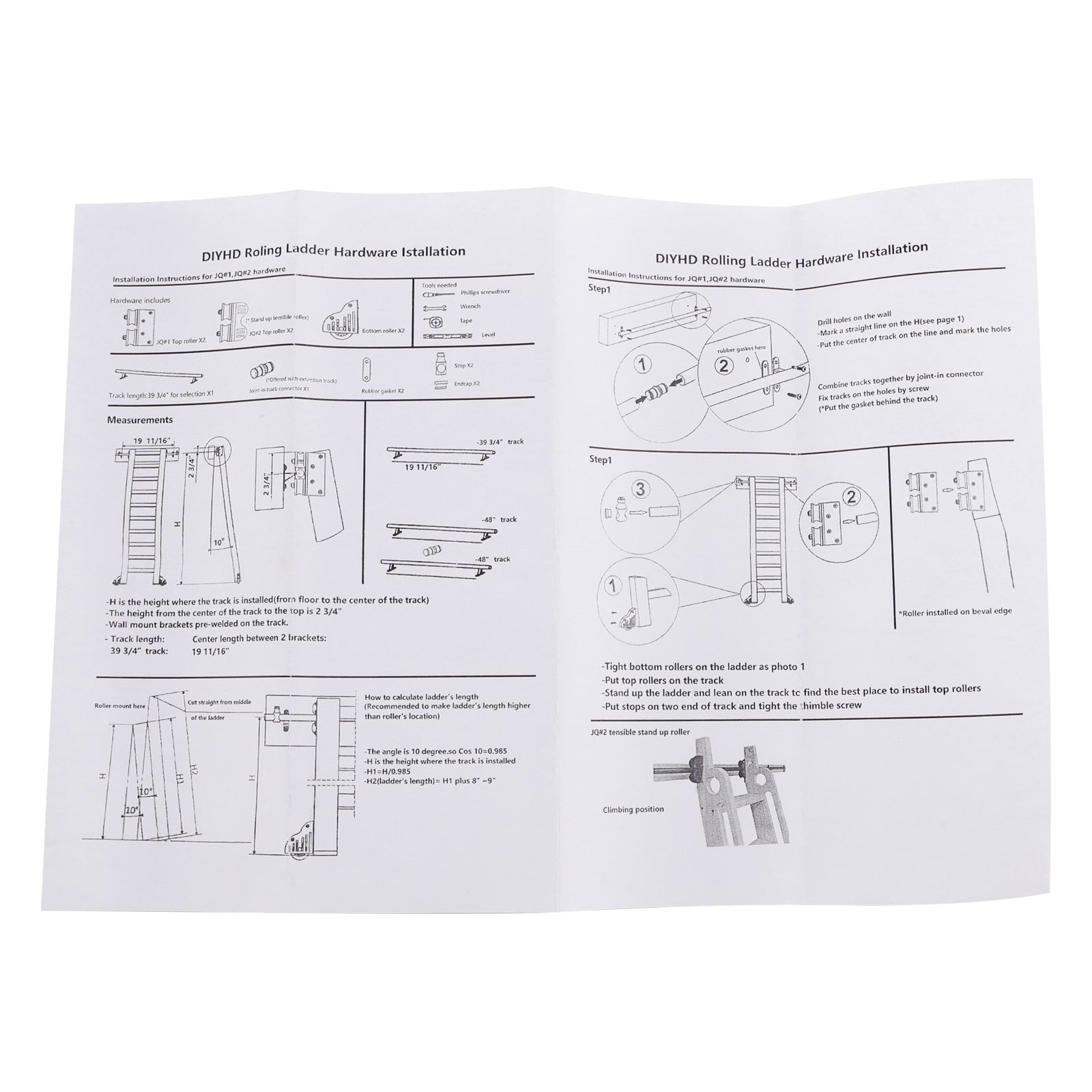 6.6FT Round Tube Rolling Library Sliding Ladder Hardware Kit with Brake