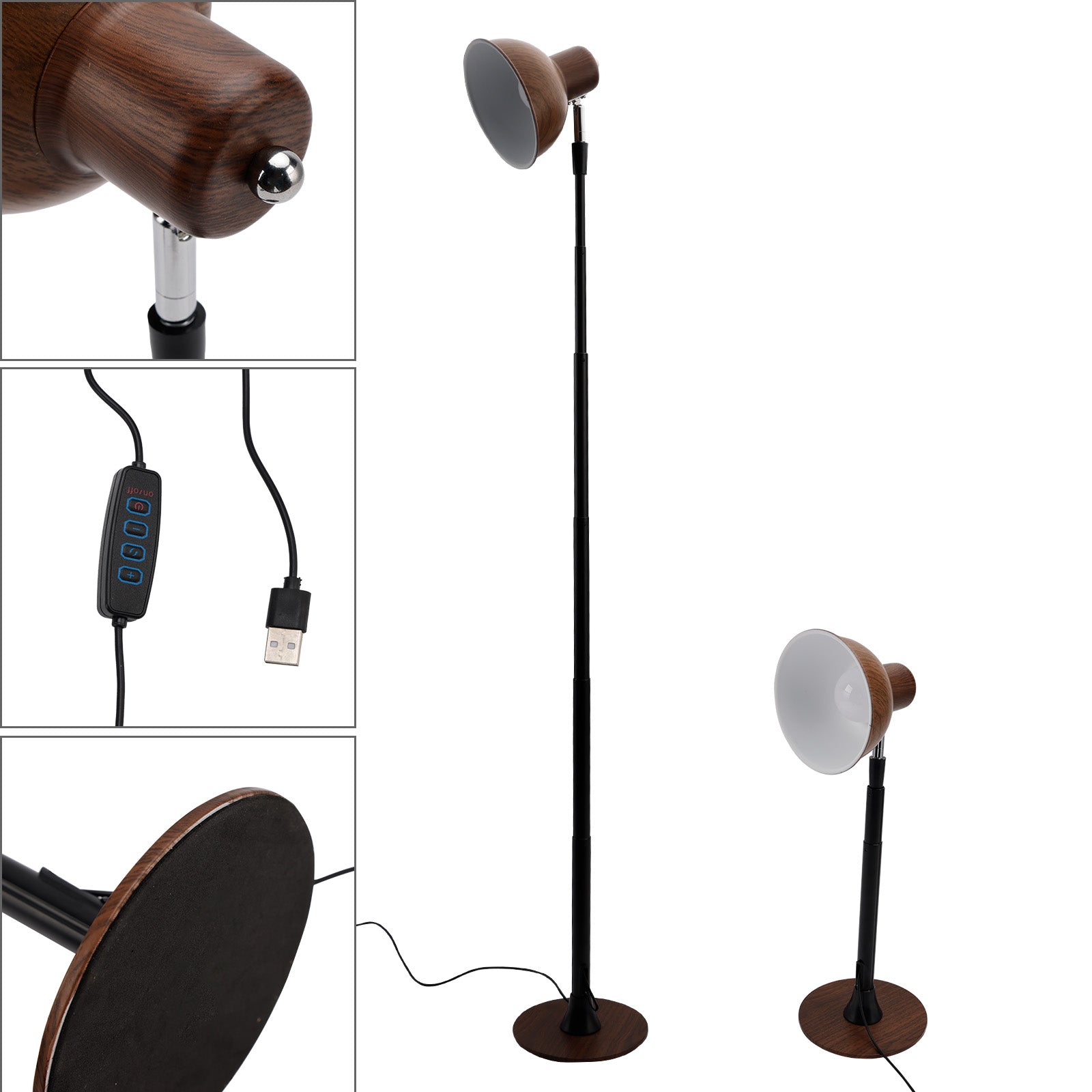 Dimmable for Living Room/Office-Black Adjustable LED Floor & Table Lamp 3 Colors