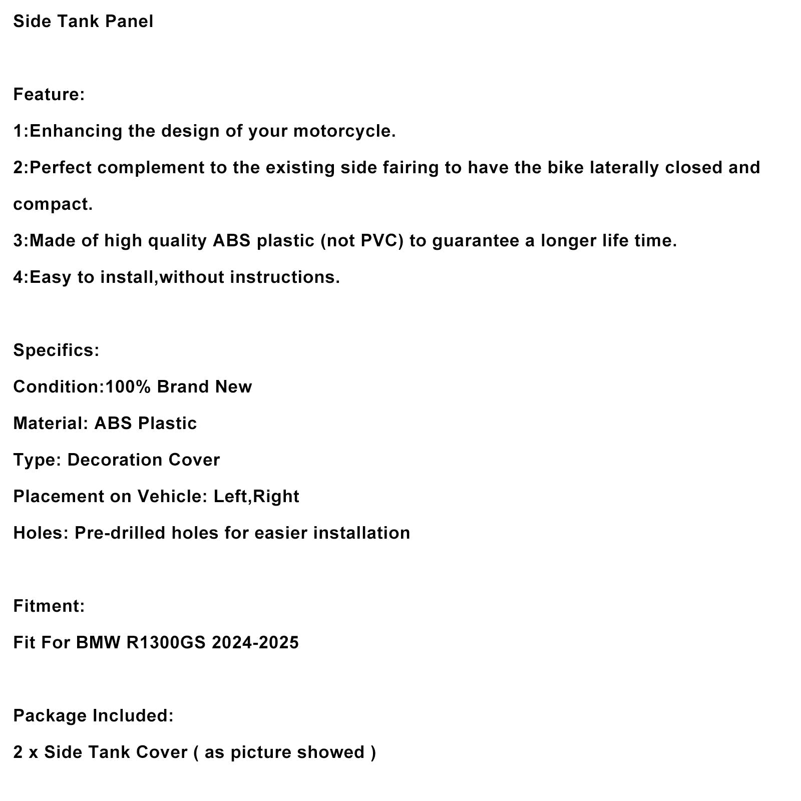 2024-2025 BMW R1300GS Side Gas Tank Middle Panel Fairing Cowl