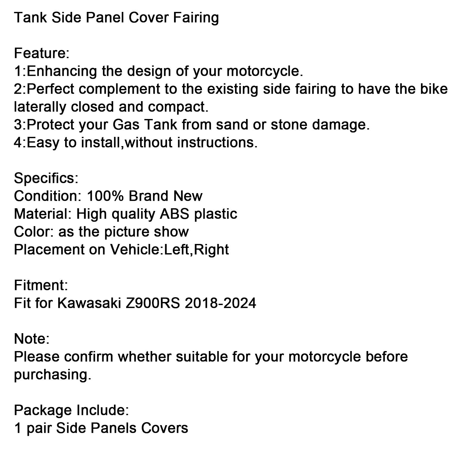 Gas Tank Side Cover Panel Fairing Cowl For Kawasaki Z900RS 2018-2024