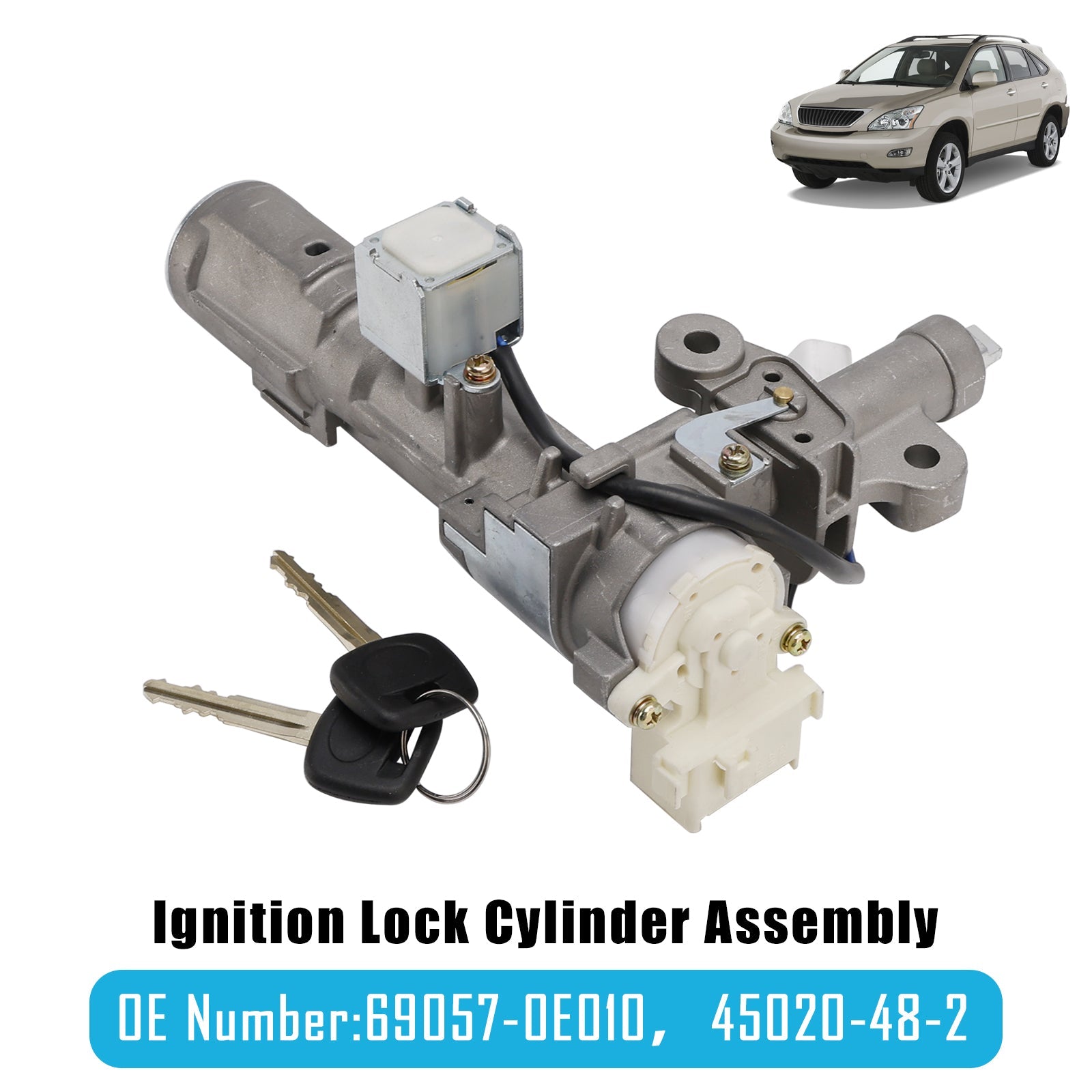 Ignition Lock Cylinder Assembly 2 Keys 69057-0E010 For RX330 RX350 RX400H 04-09