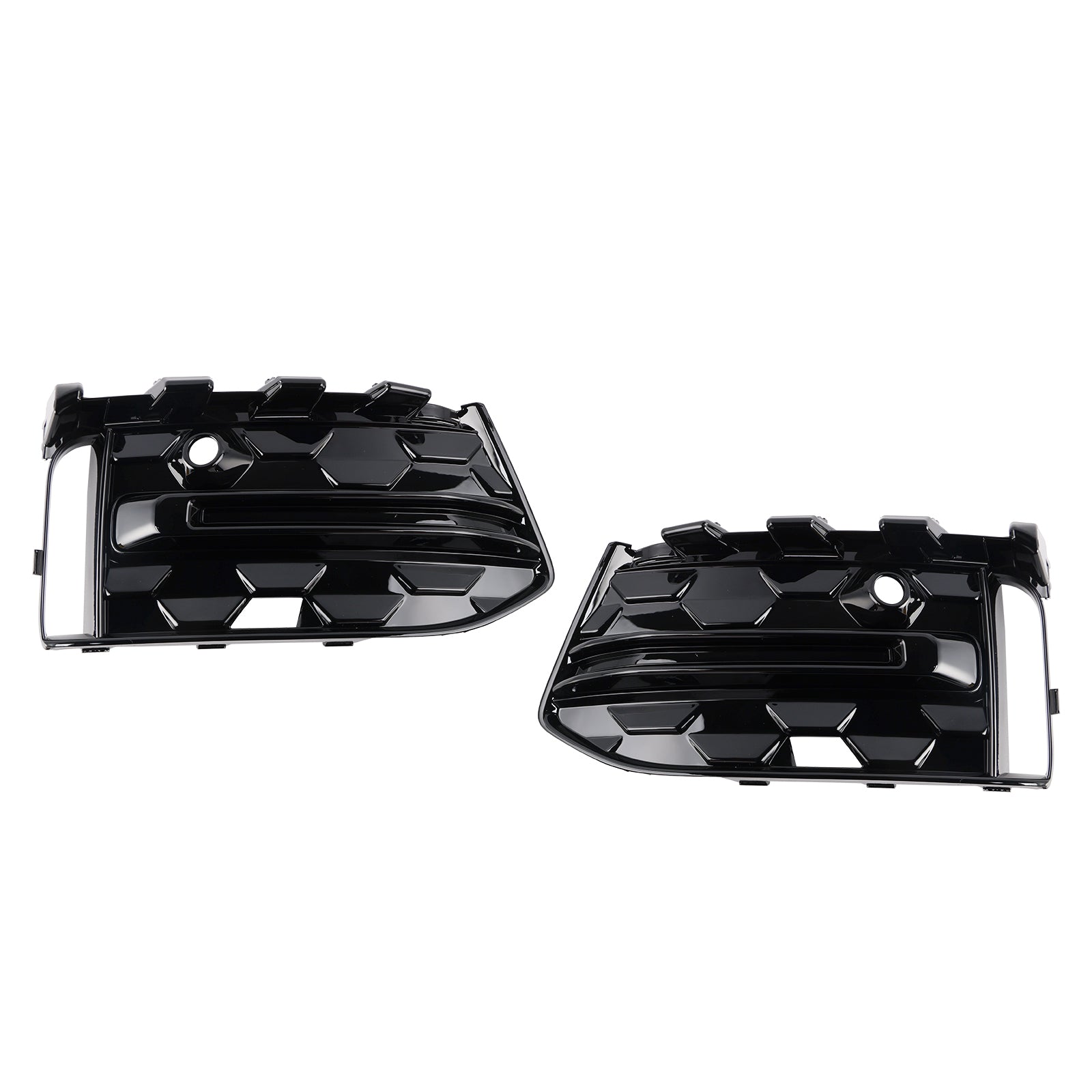 2023+ Audi A6 C8PA S-Line S6 2PCS Front Bumper Fog Light Grille Trim Black