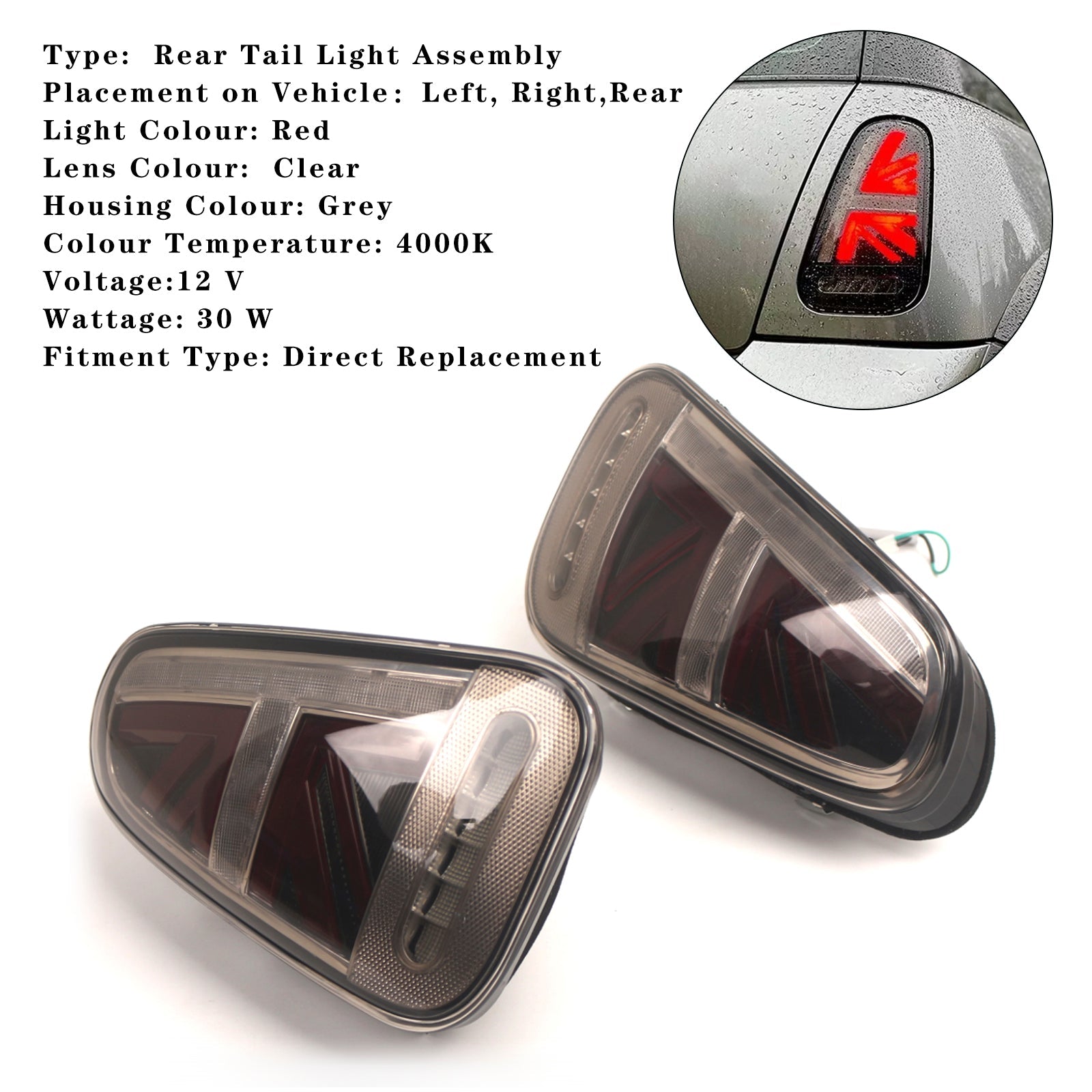 2001 2002 2003 2004 2005 2006 BMW Mini Cooper R50 R52 R53 L&R LED Tail lights w/ Turn Signal Lamps