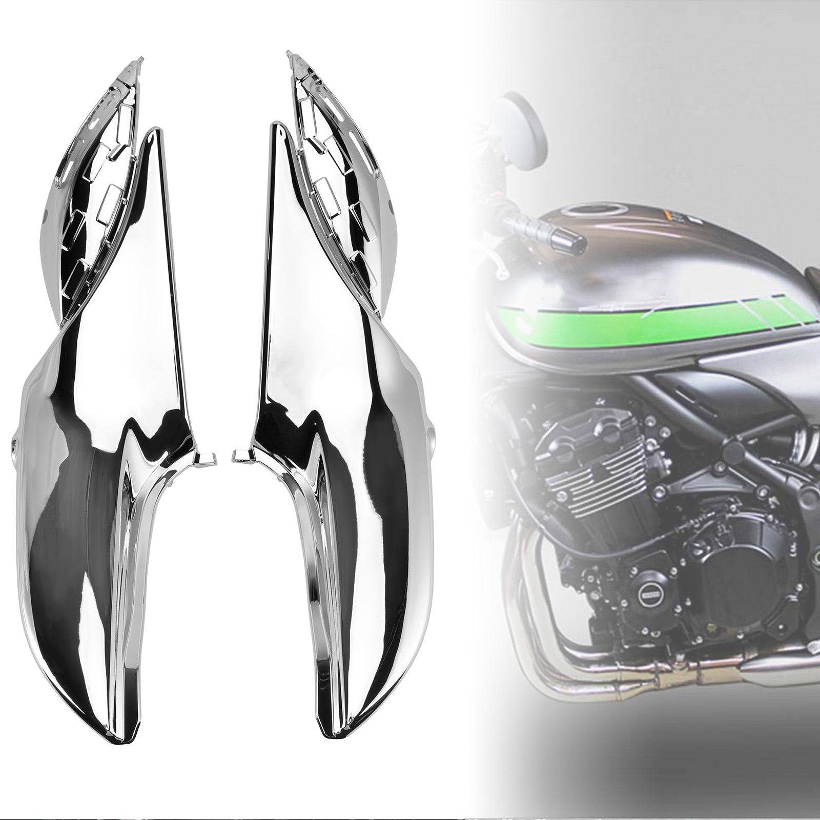 2018-2024 Kawasaki Z900RS Side Frame Panel Protector Fairings Cover Chrome