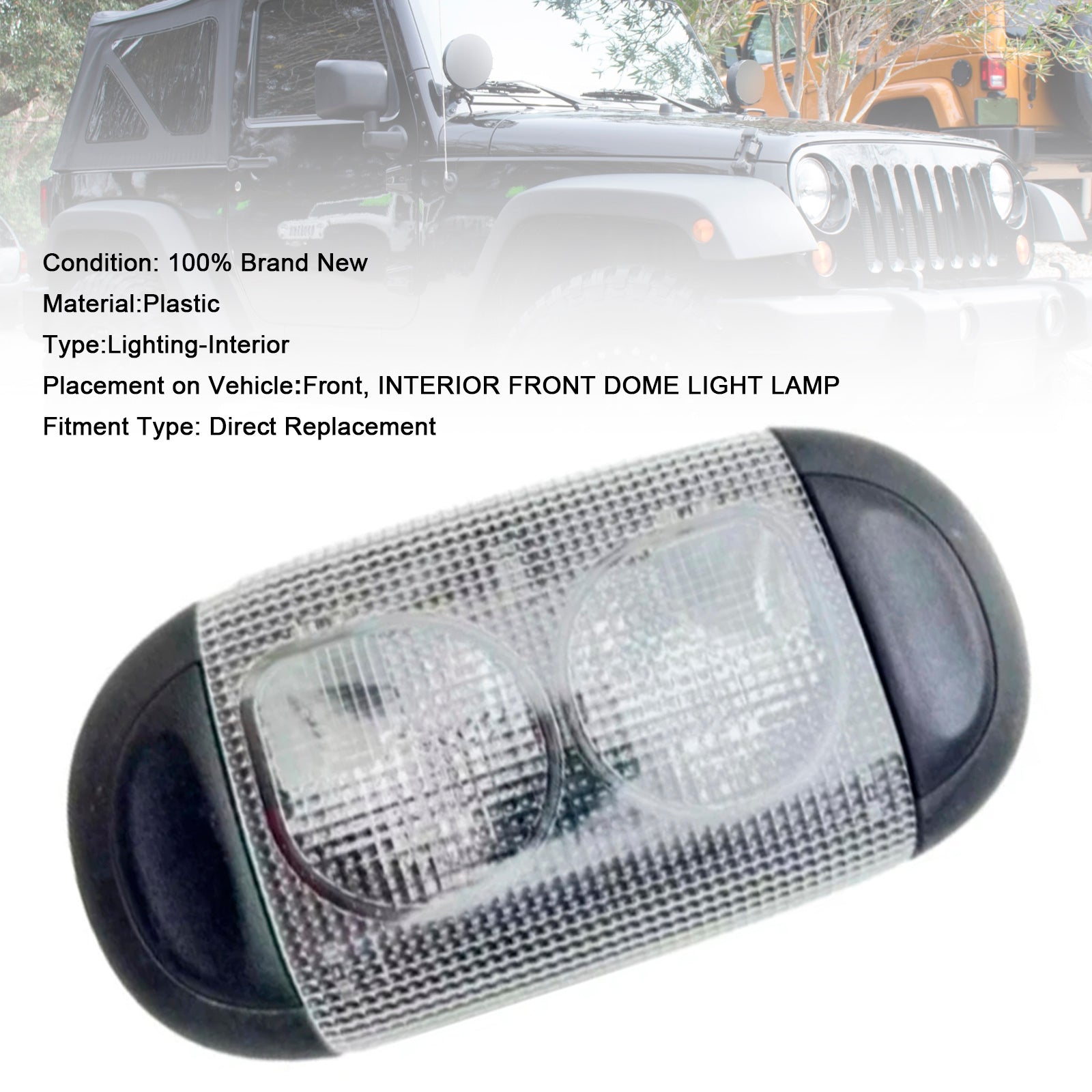 2011-2016 Jeep Wrangler Front Dome Light Car Interior Headlight 1QN65DX9AB