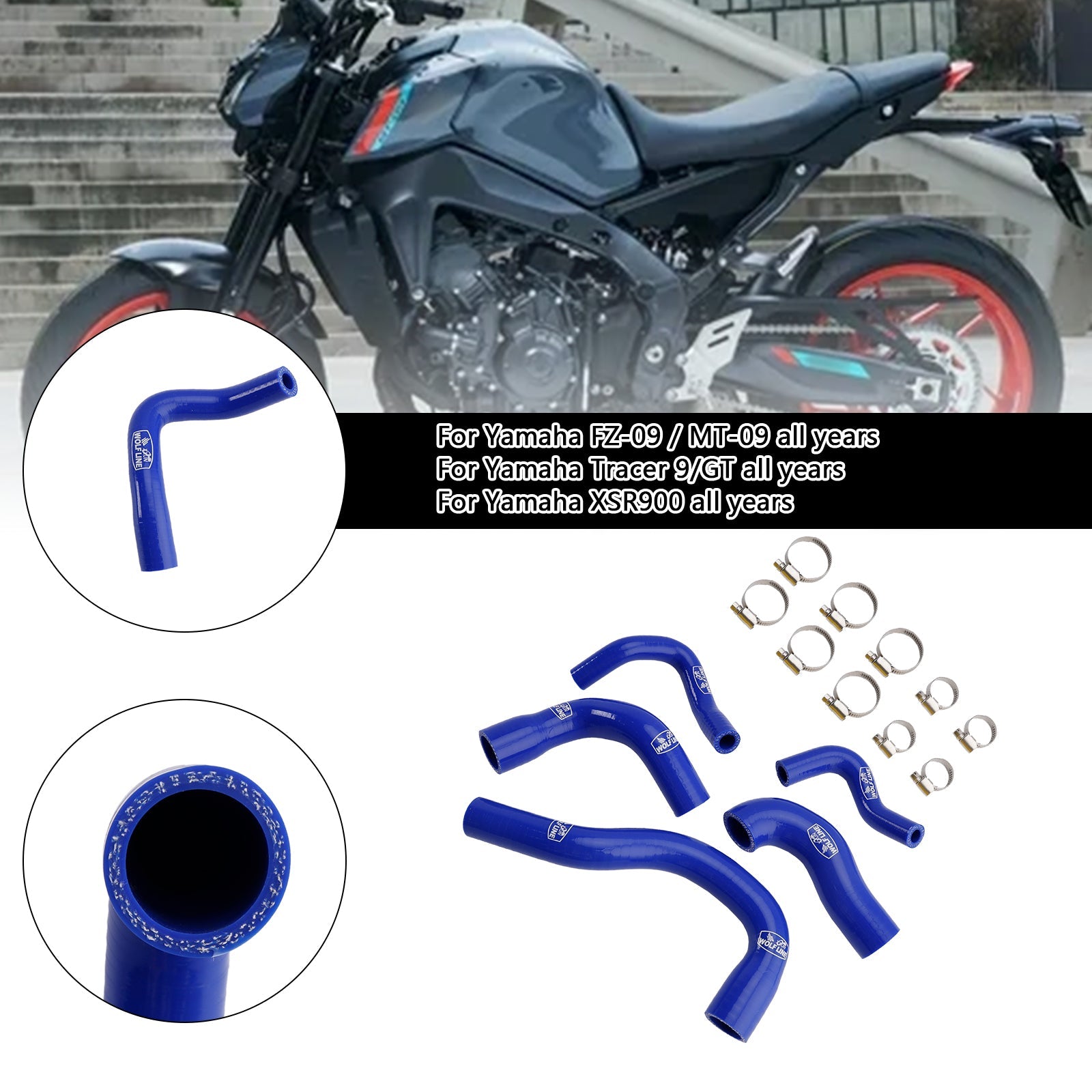 Silicone Radiator coolant Hose For Yamaha MT-09 XSR900 Tracer 9/GT all years