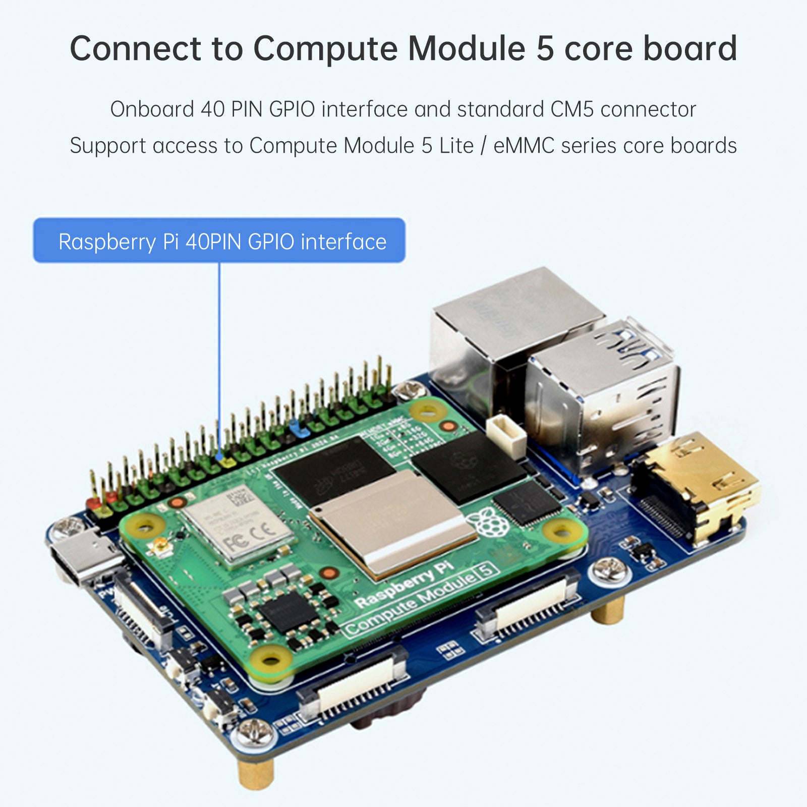 Raspberry Pi Compute Module 5 Expansion Board CM5 Computing Module Core Board