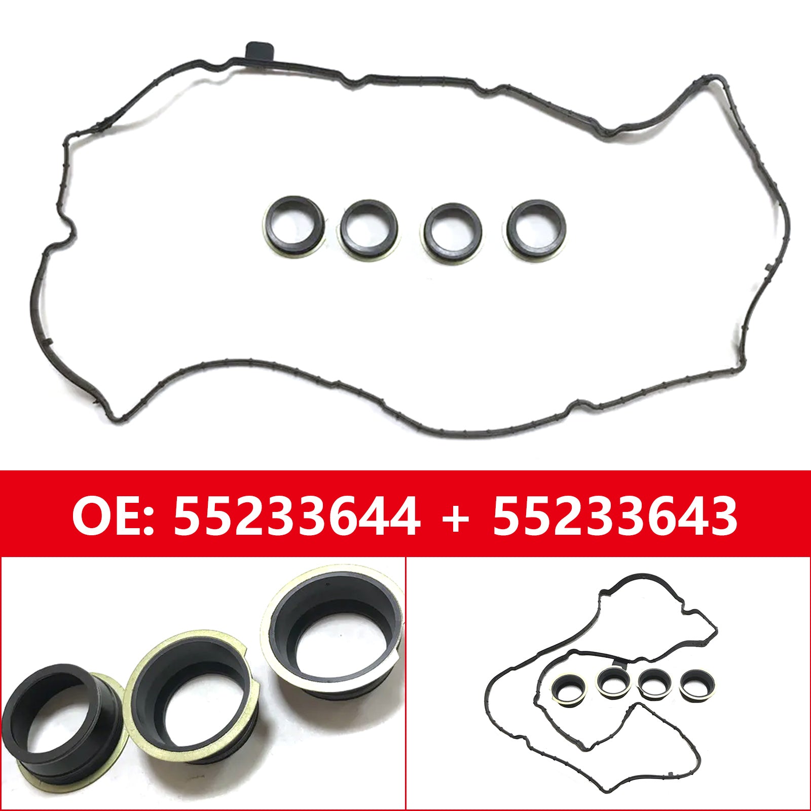 55233643 55233644 Rocker Cover Gasket Spark Plug Seal for Fiat Jeep 1.4T