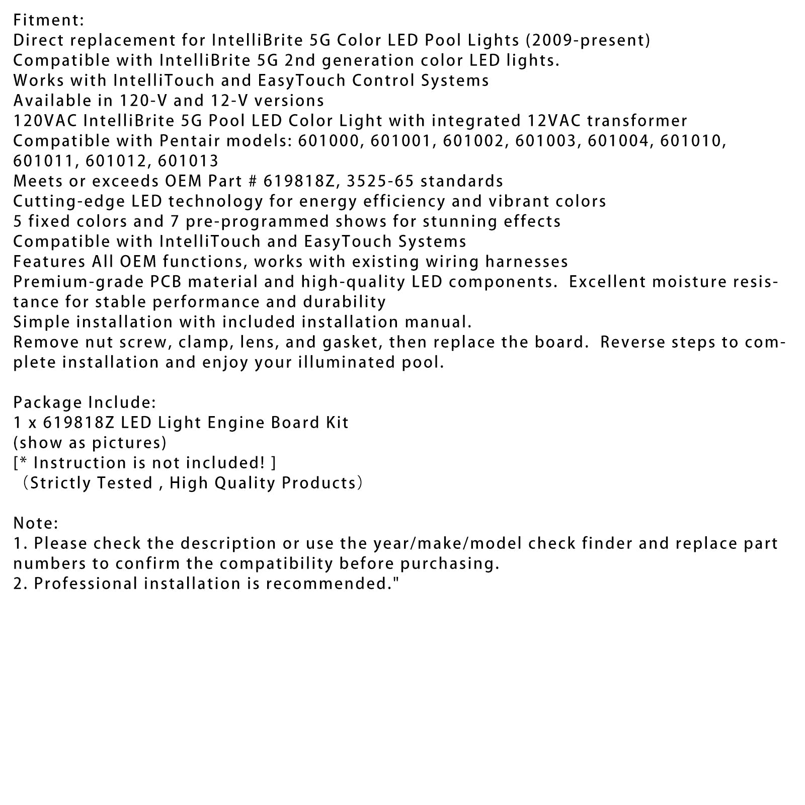 619818Z LED Light Engine Board Kit For IntelliBrite 5G Color LED Pool Light