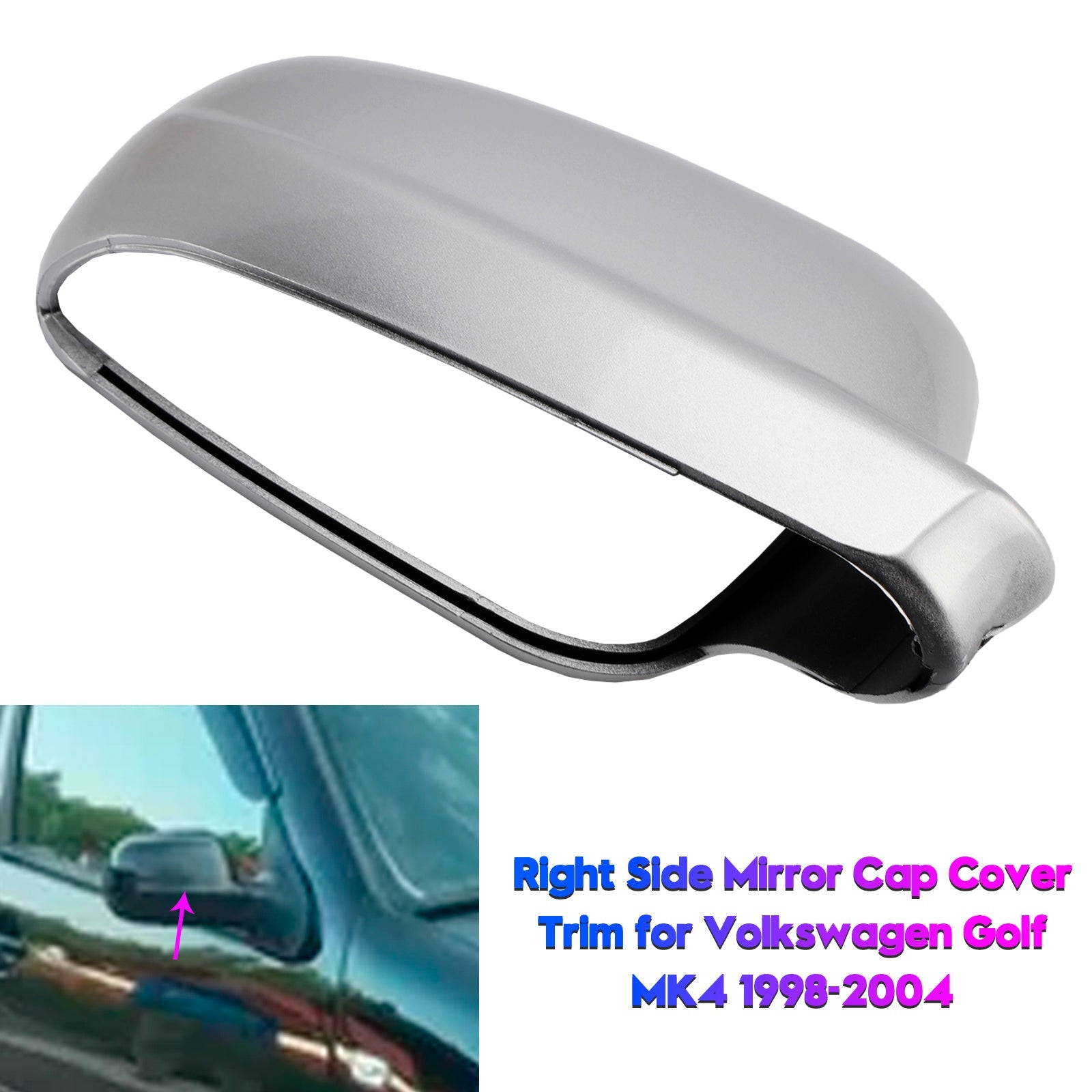 Right Side Mirror Cap Cover Trim for Volkswagen Golf MK4 1998-2004