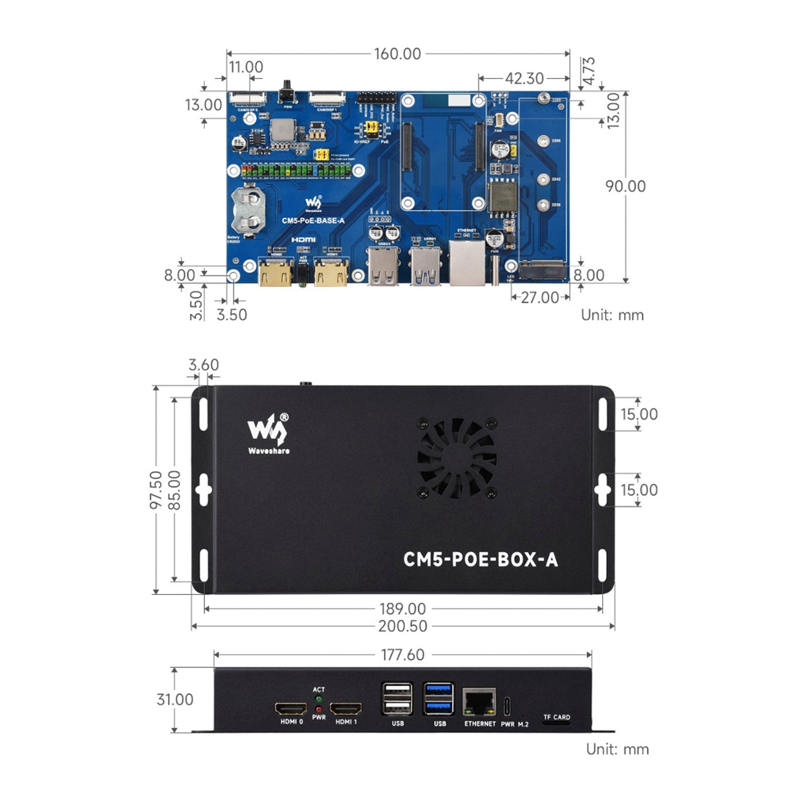 Raspberry Pi CM5 PoE 확장 보드 컴퓨팅 모듈 베이스보드 지원 M.2 NVMe