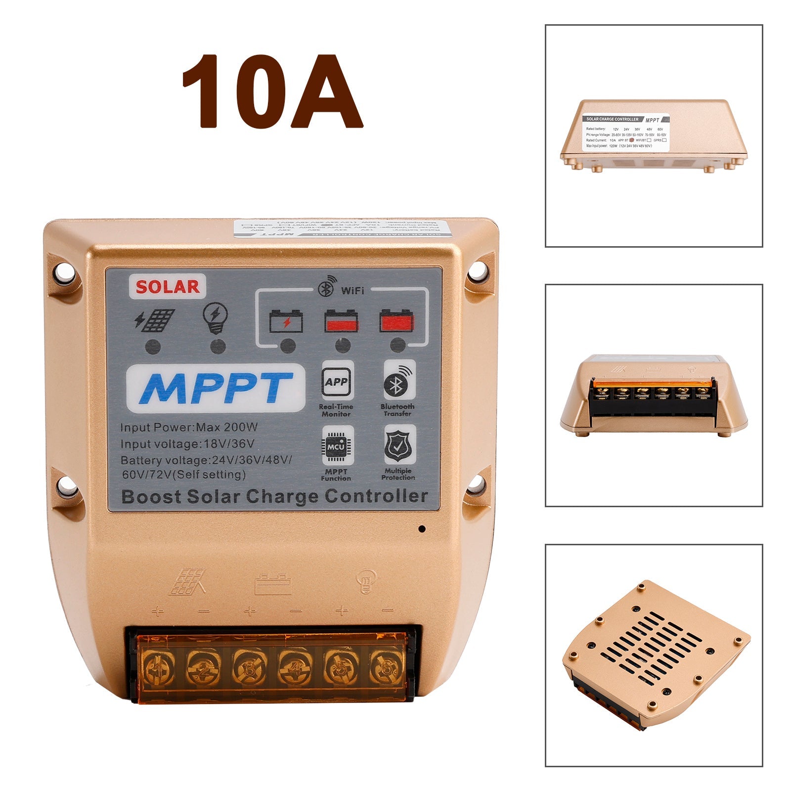 10A/20A/30A Boost MPPT Solar Controller 24V36V48V60V72V Mobile APP Smart Control