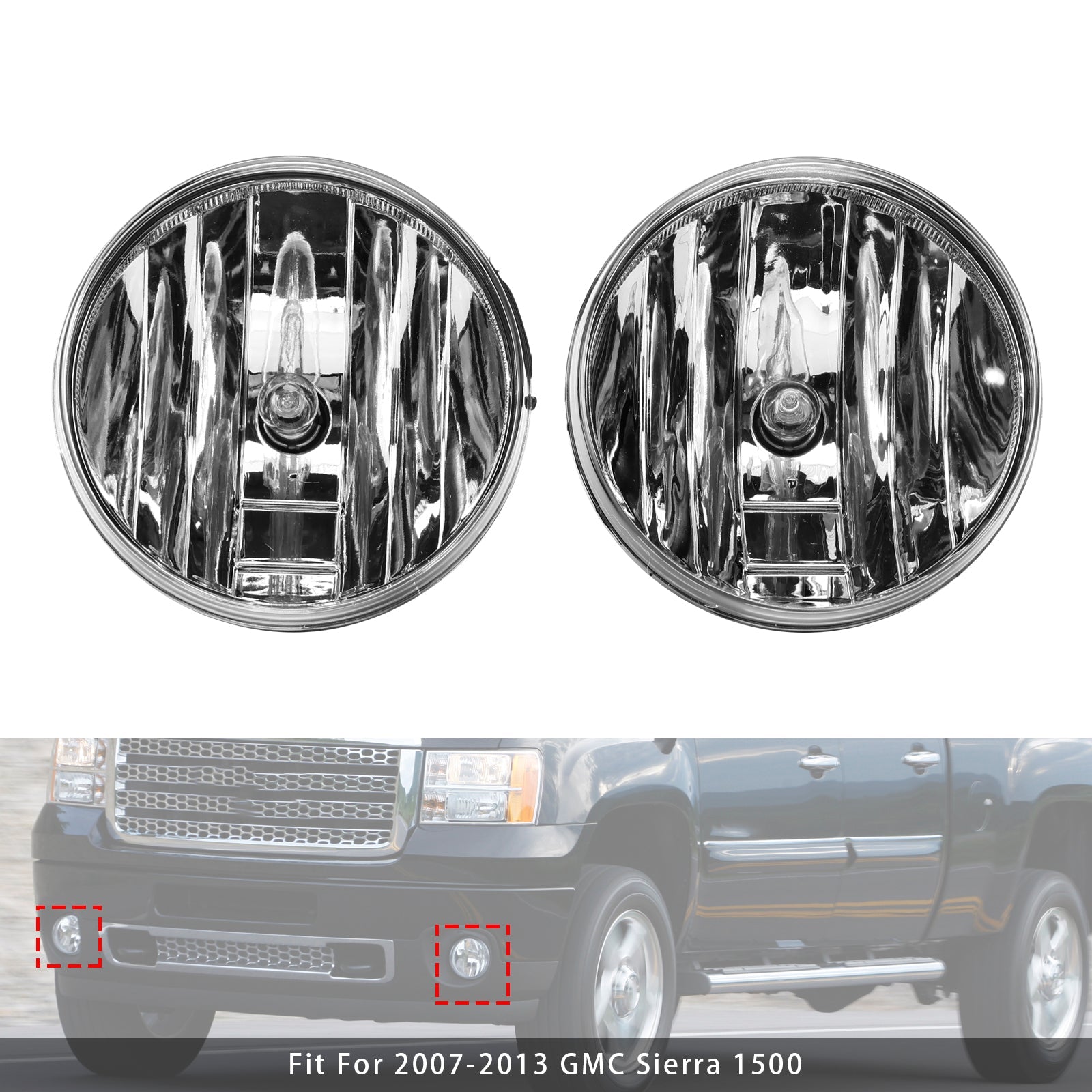 2007-2013 GMC Sierra 1500 Pair Front Fog Lights Lamps With Bulbs